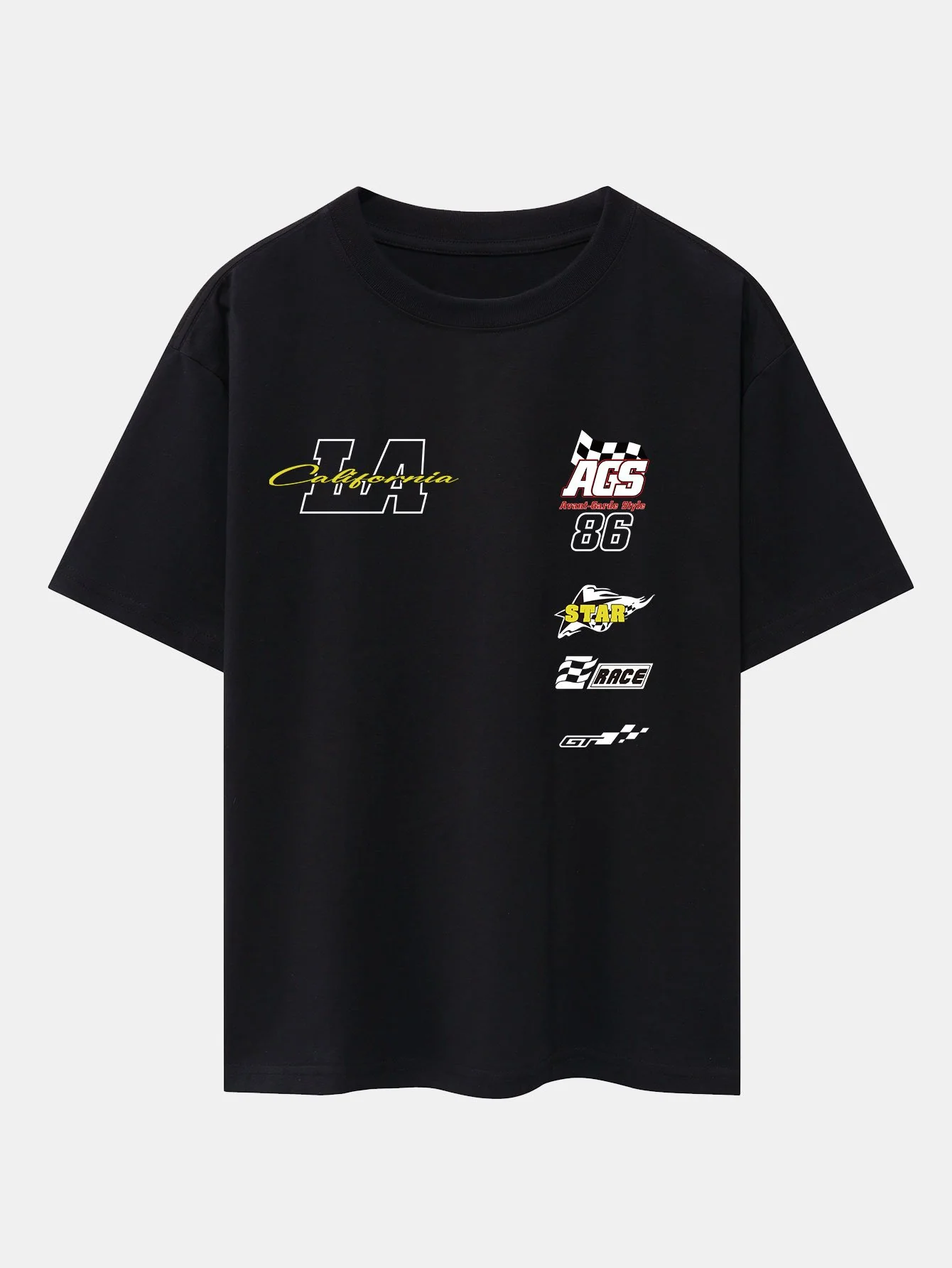 LA Racing Slogan Druck Drop Shoulder Oversize T-Shirt