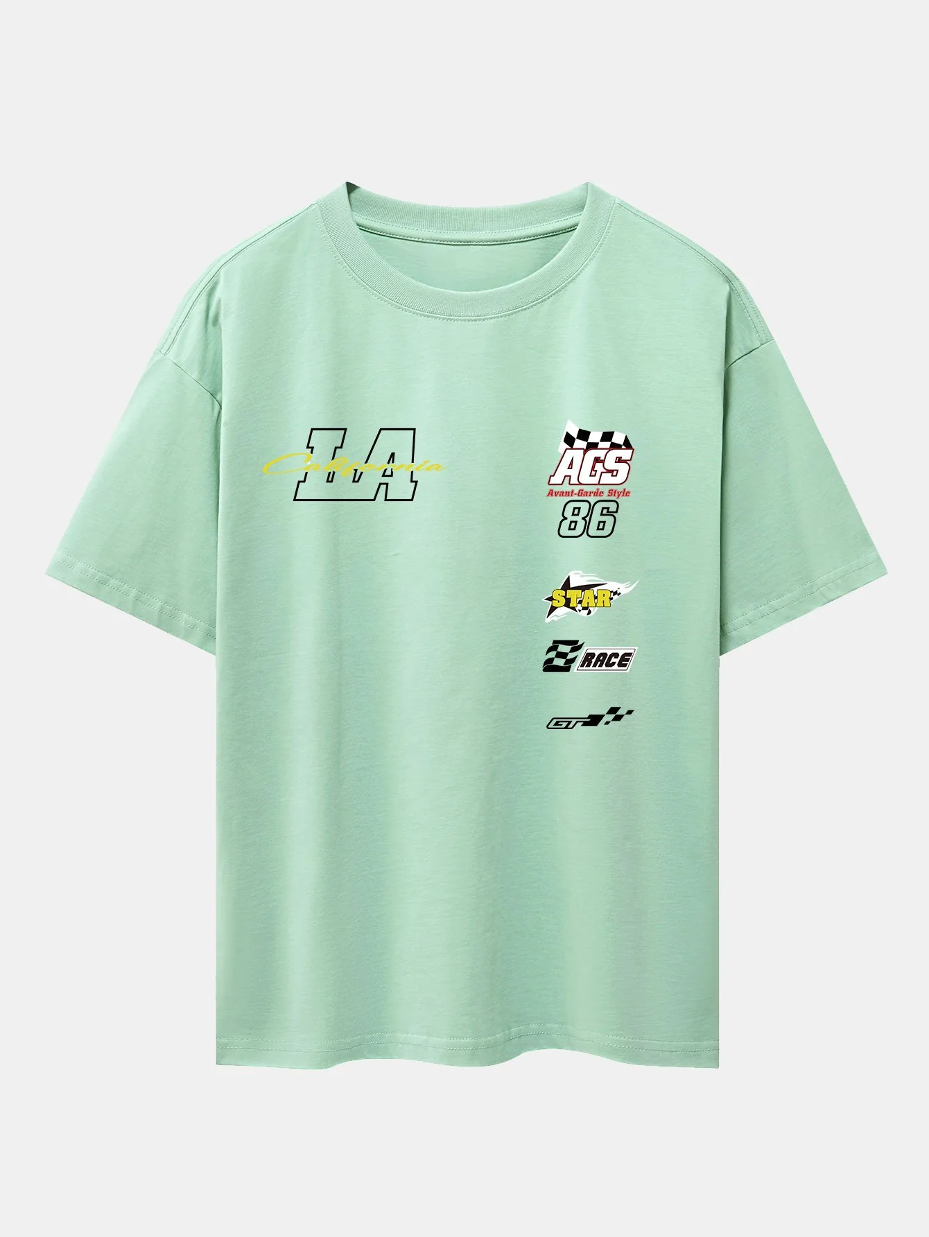 LA Racing Slogan Druck Drop Shoulder Oversize T-Shirt - Image 10