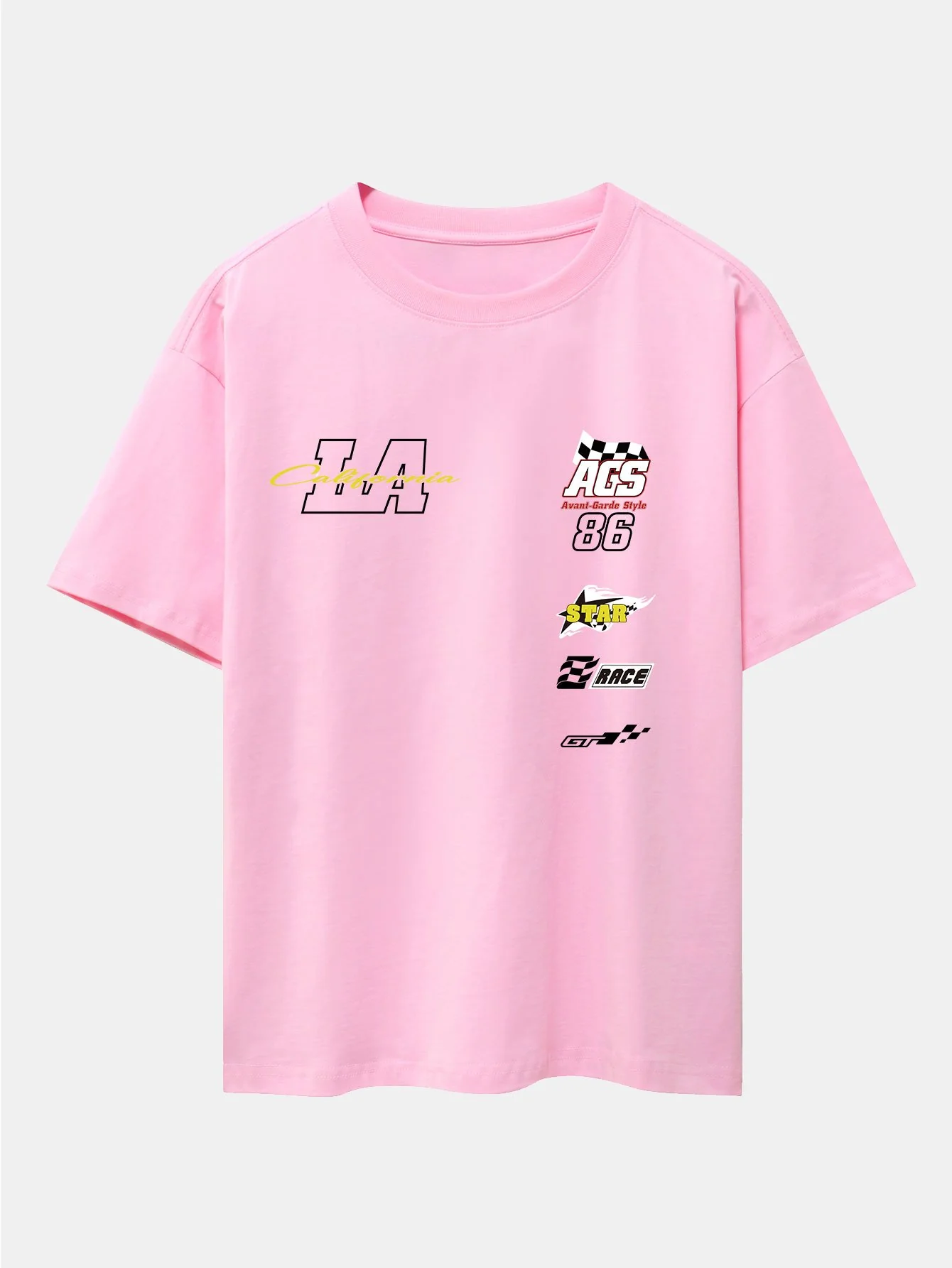 LA Racing Slogan Druck Drop Shoulder Oversize T-Shirt - Image 11
