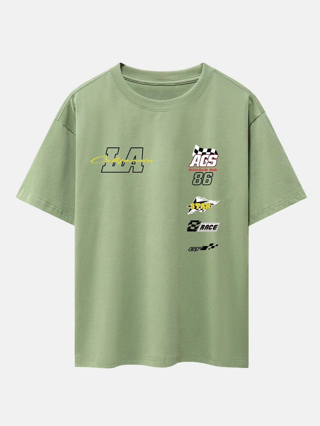 LA Racing Slogan Druck Drop Shoulder Oversize T-Shirt - Image 13