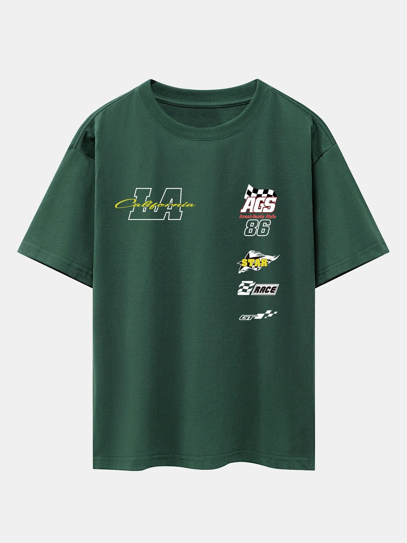 LA Racing Slogan Druck Drop Shoulder Oversize T-Shirt - Image 2