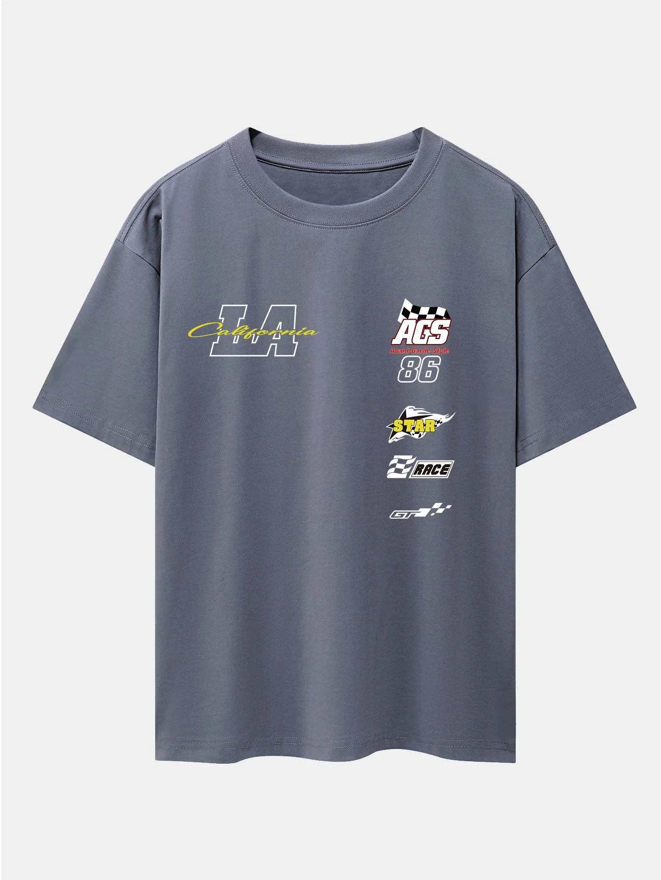 LA Racing Slogan Druck Drop Shoulder Oversize T-Shirt - Image 3