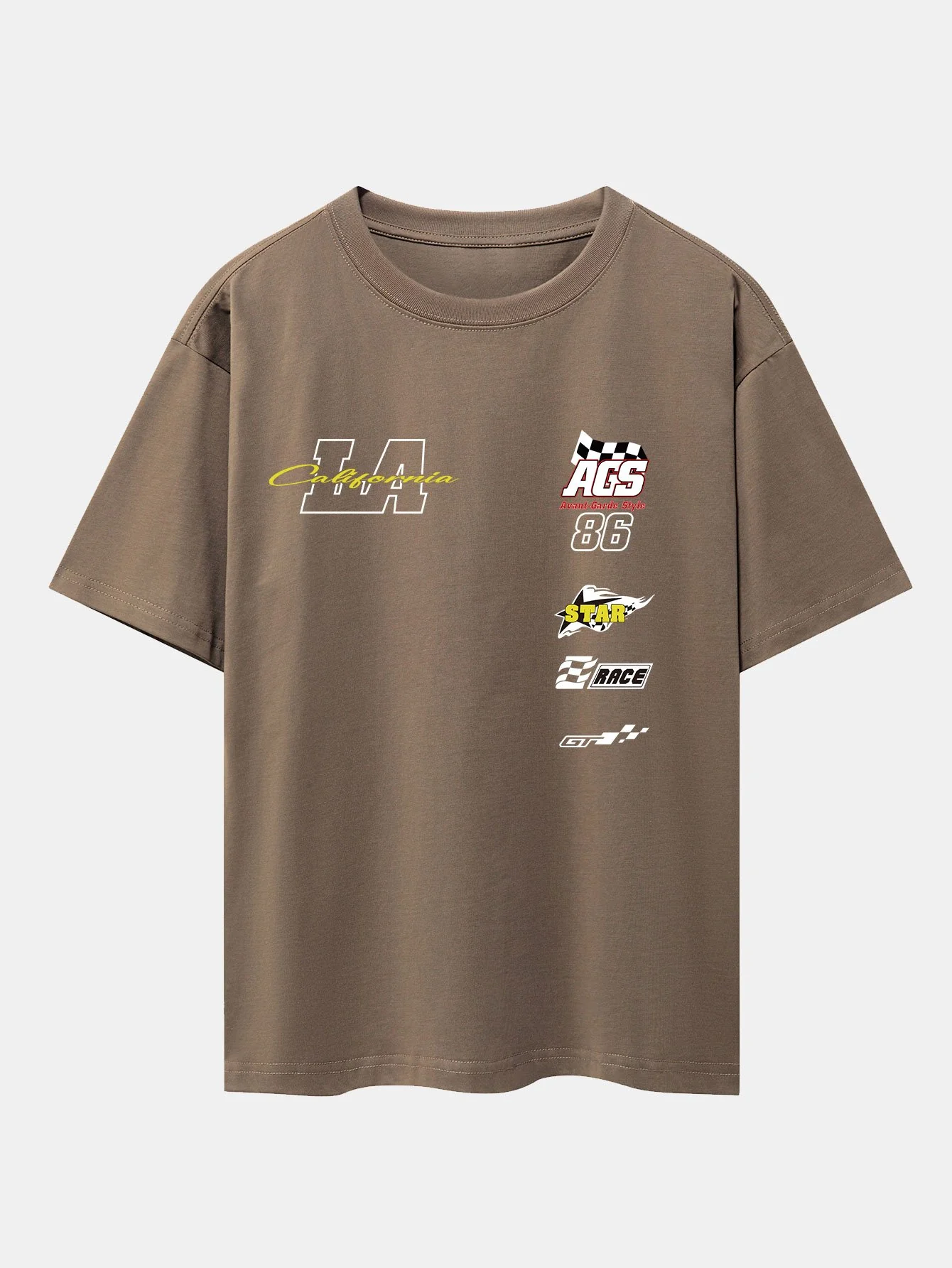 LA Racing Slogan Druck Drop Shoulder Oversize T-Shirt - Image 4