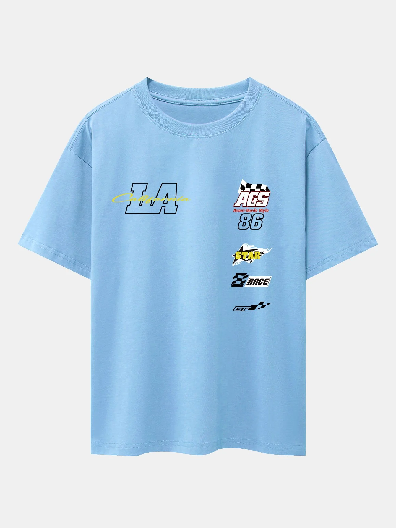 LA Racing Slogan Druck Drop Shoulder Oversize T-Shirt - Image 5