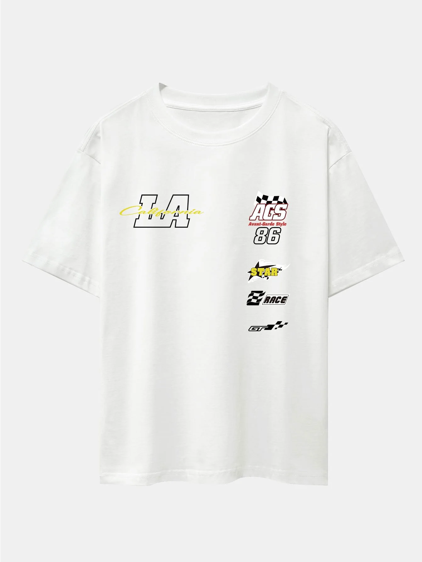 LA Racing Slogan Druck Drop Shoulder Oversize T-Shirt - Image 6