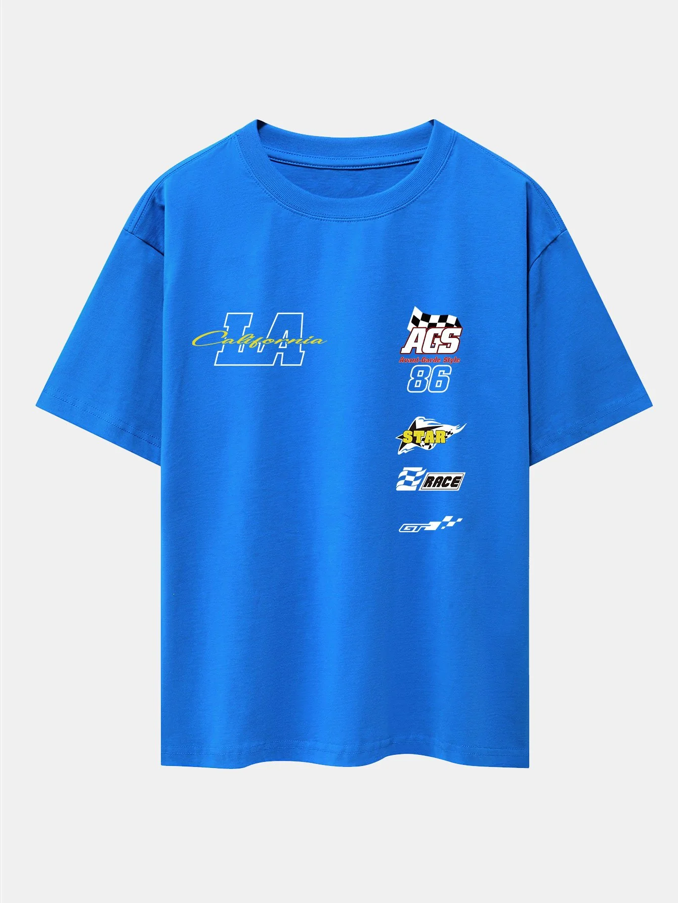 LA Racing Slogan Druck Drop Shoulder Oversize T-Shirt - Image 7