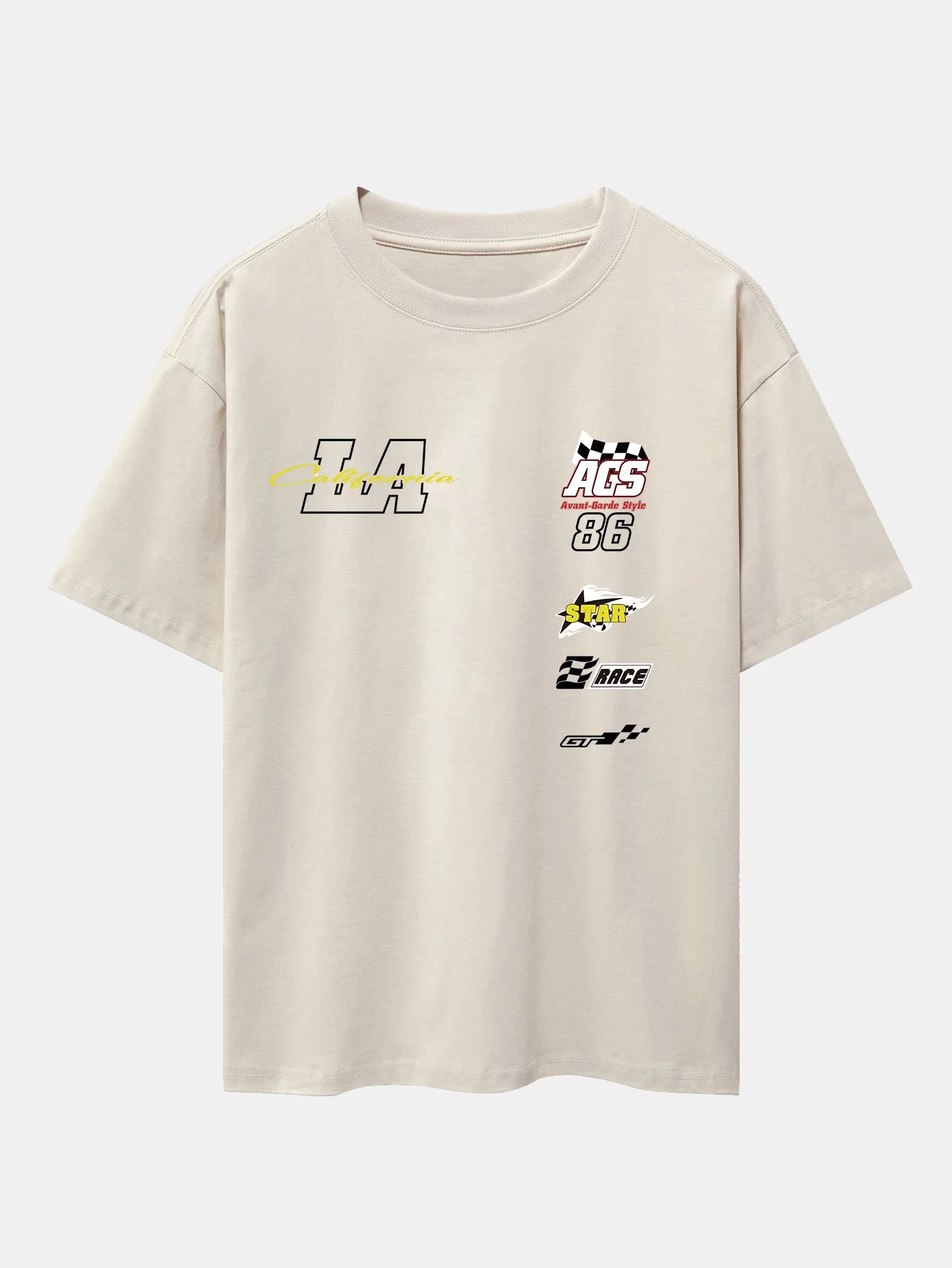 LA Racing Slogan Druck Drop Shoulder Oversize T-Shirt - Image 9