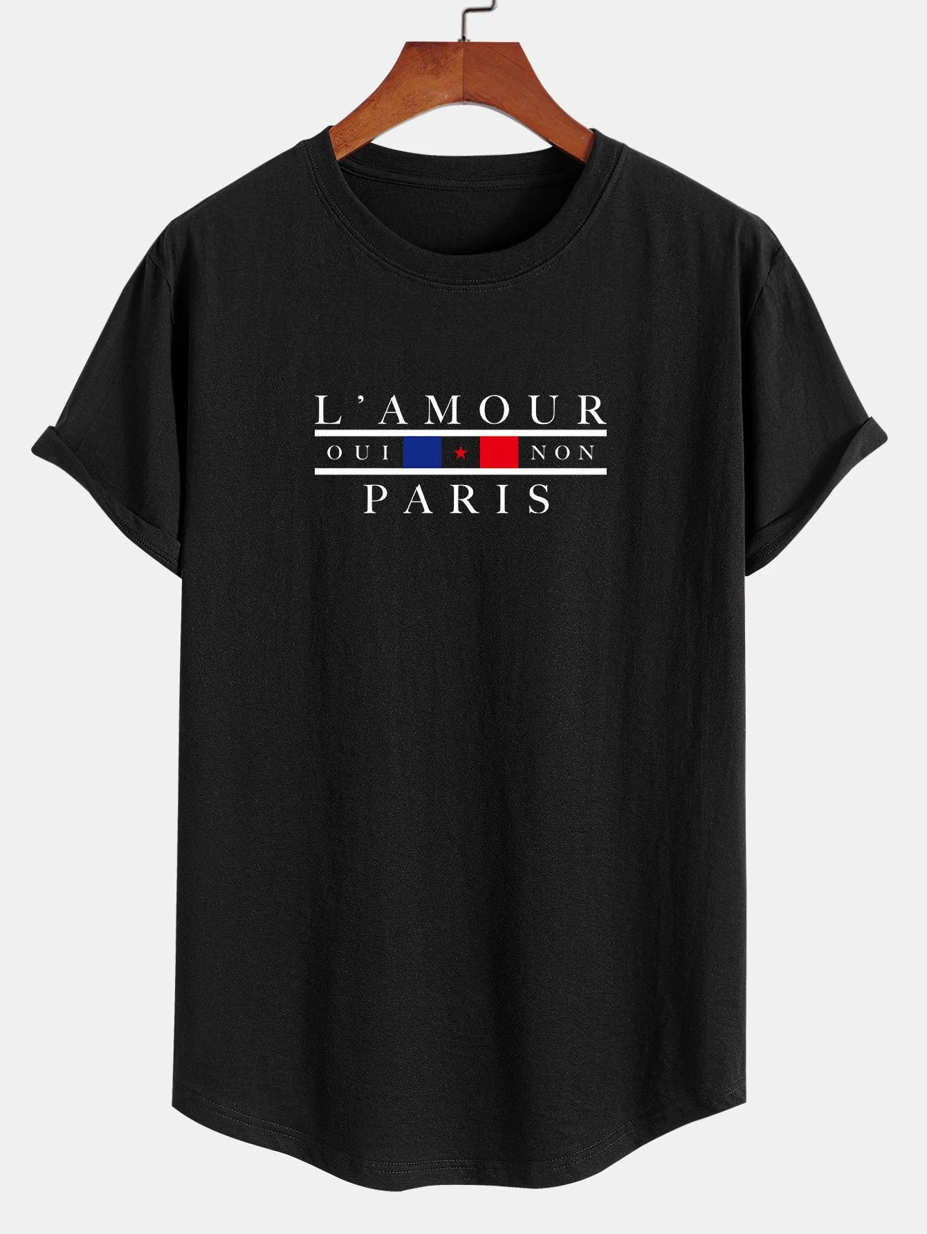 L'amour Paris Druck Baumwolle Bogen Saum T-Shirt - Image 3