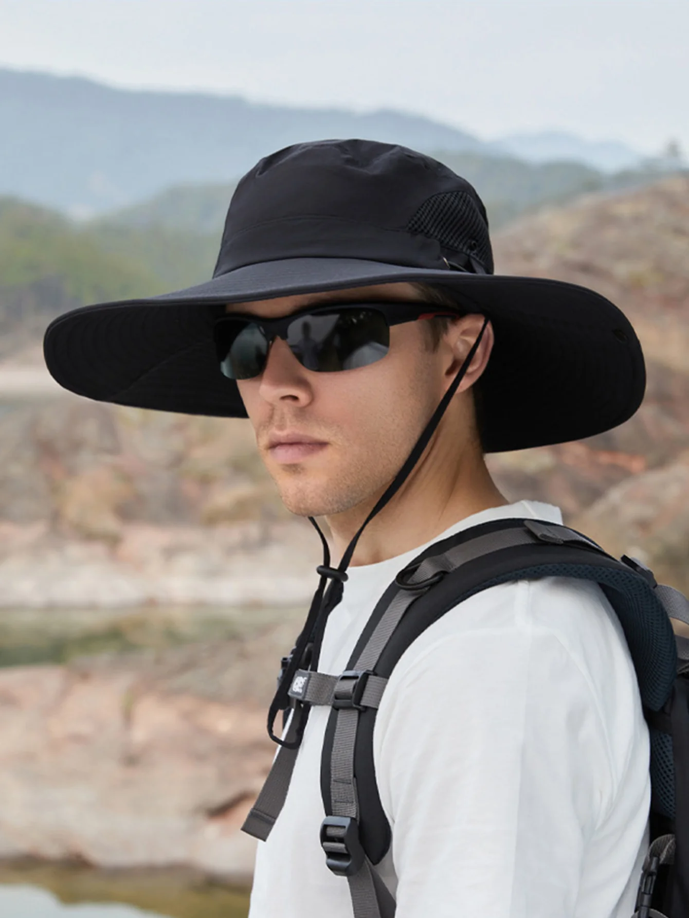 Großer Rand Outdoor Bergsteiger Sonnen Schutz Atmungsaktive Schnell trocknende Bucket Hat - Image 9