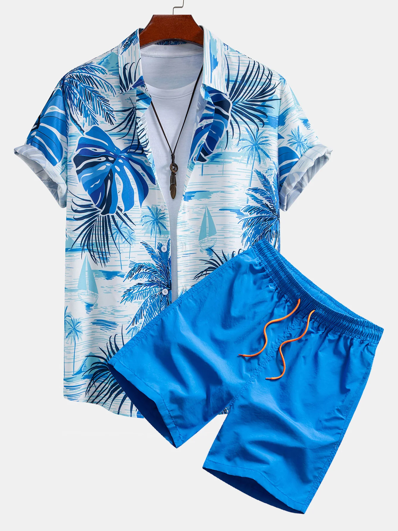 Leaf Island Hemd mit Knopfleiste und Kordelzug-Badeshorts - Image 2