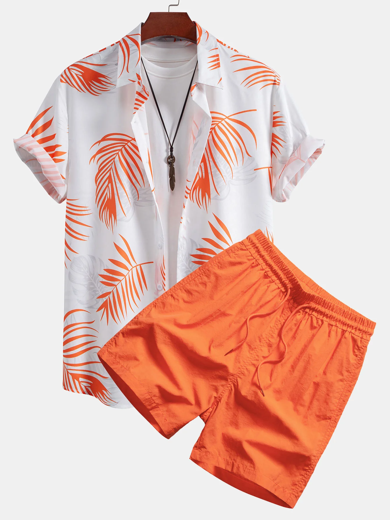 Blattdruck Hemd mit Knopfleiste & Badeshorts - Image 2
