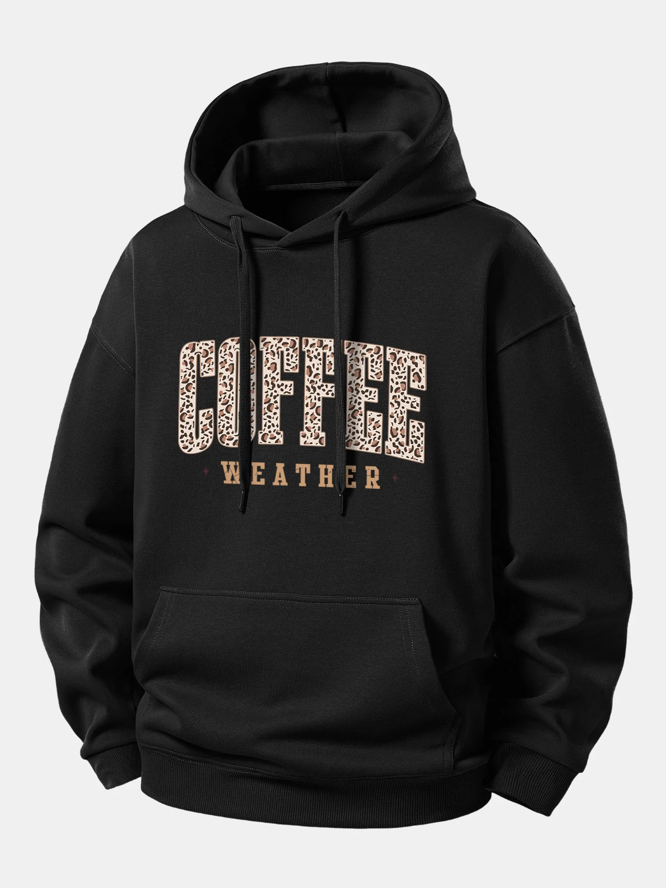 Leopard Coffee Weather Print Relax Fit Hoodie - Image 2