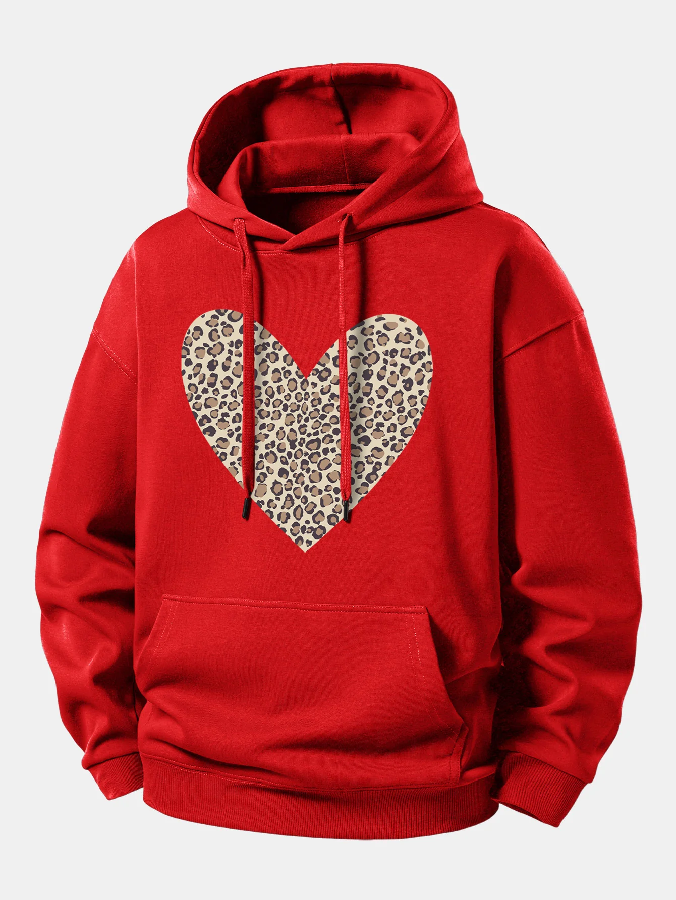 Leopard Heart Print Relax Fit Hoodie - Image 11