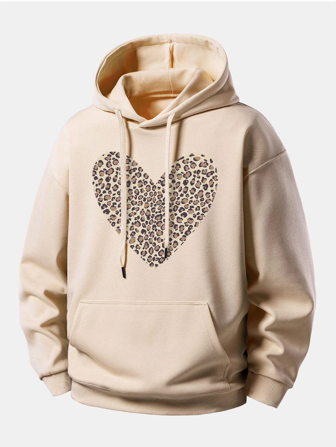 Leopard Heart Print Relax Fit Hoodie - Image 3