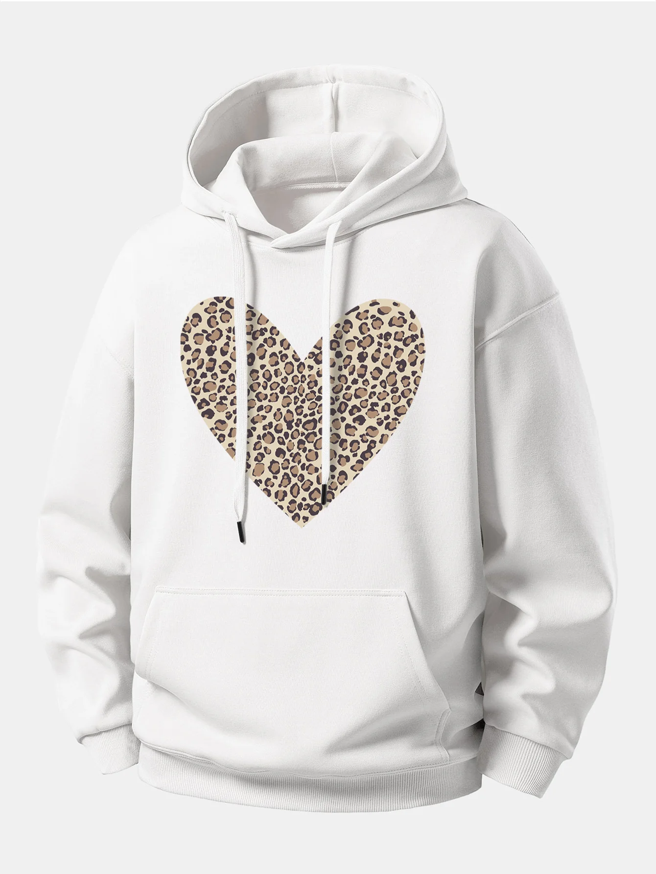 Leopard Heart Print Relax Fit Hoodie - Image 4