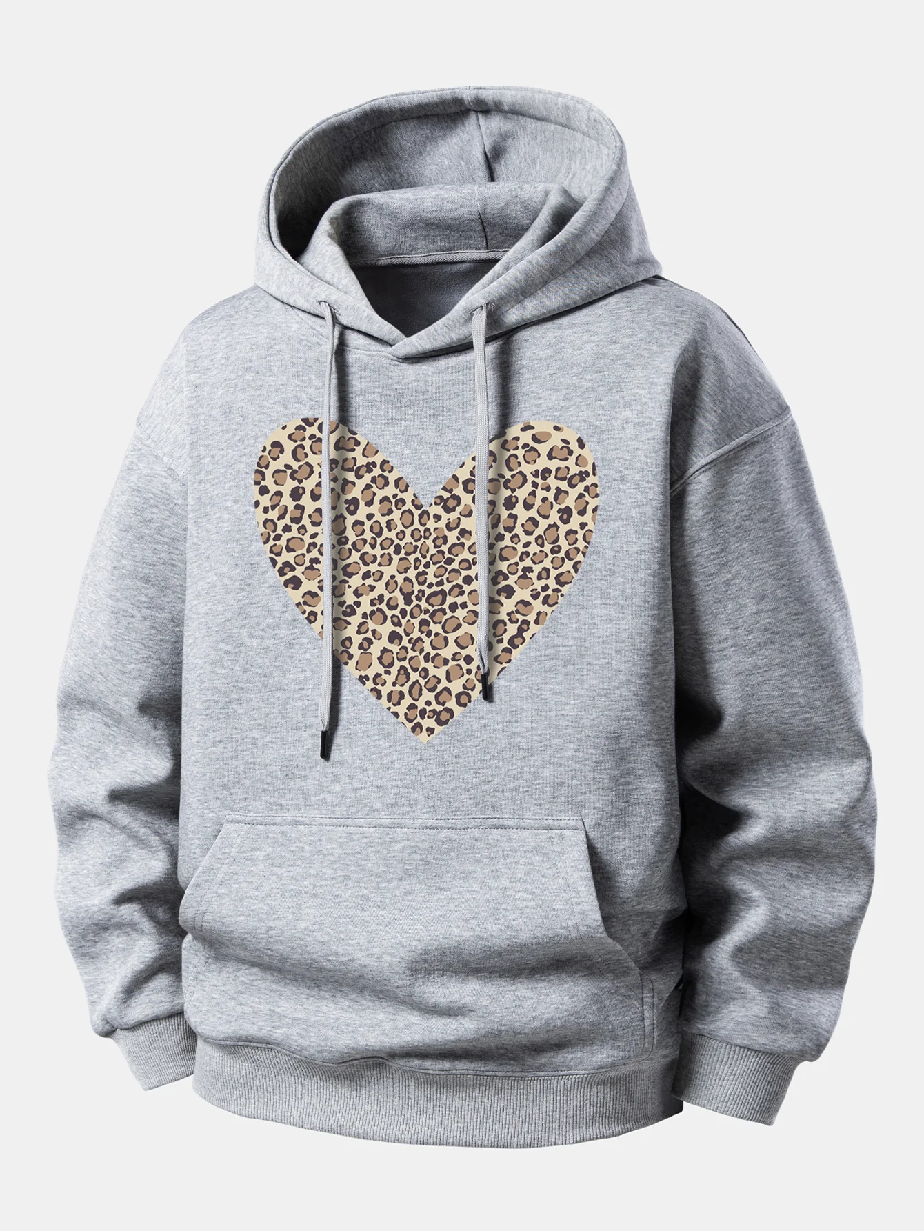 Leopard Heart Print Relax Fit Hoodie - Image 5