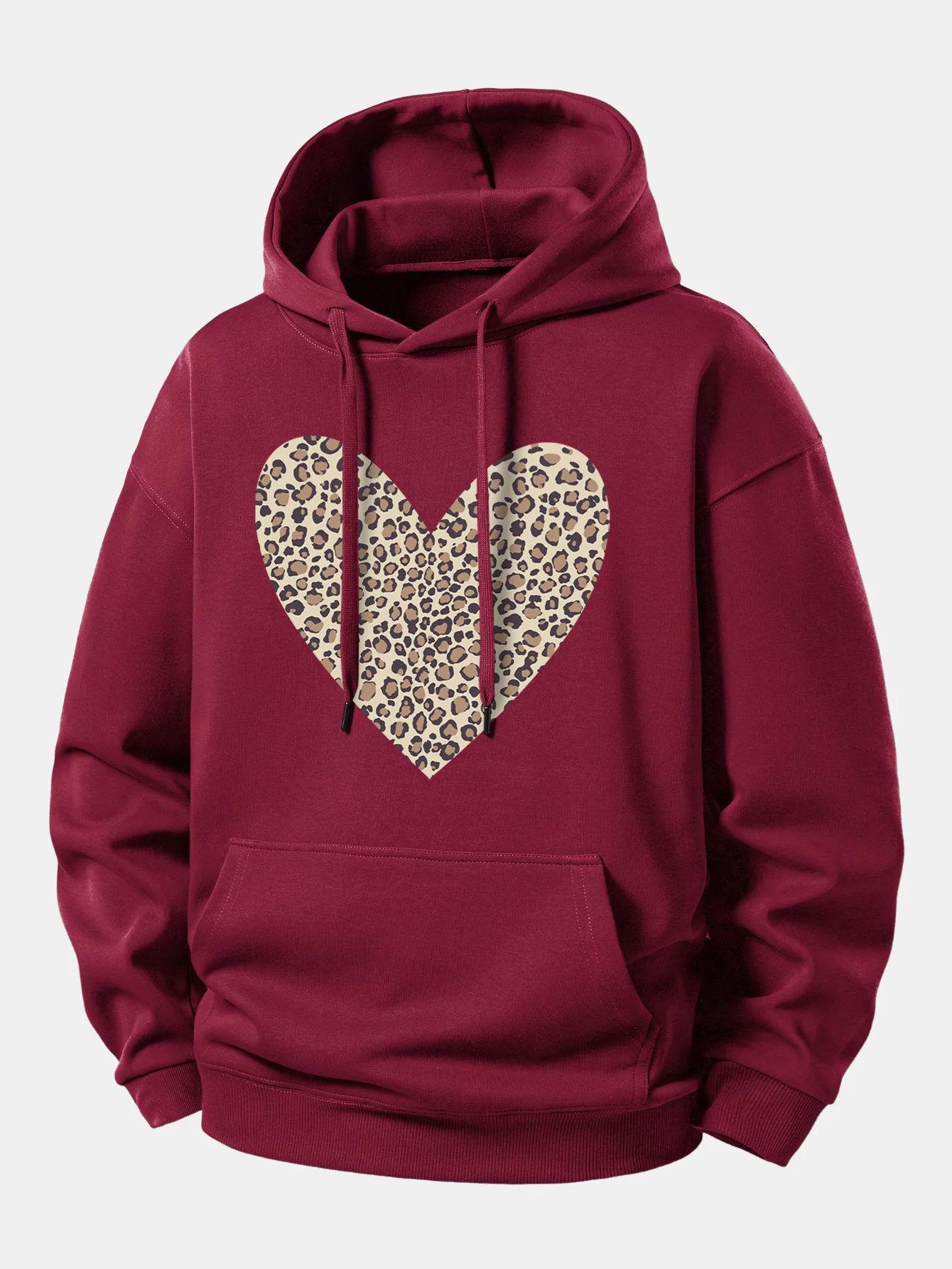 Leopard Heart Print Relax Fit Hoodie - Image 6
