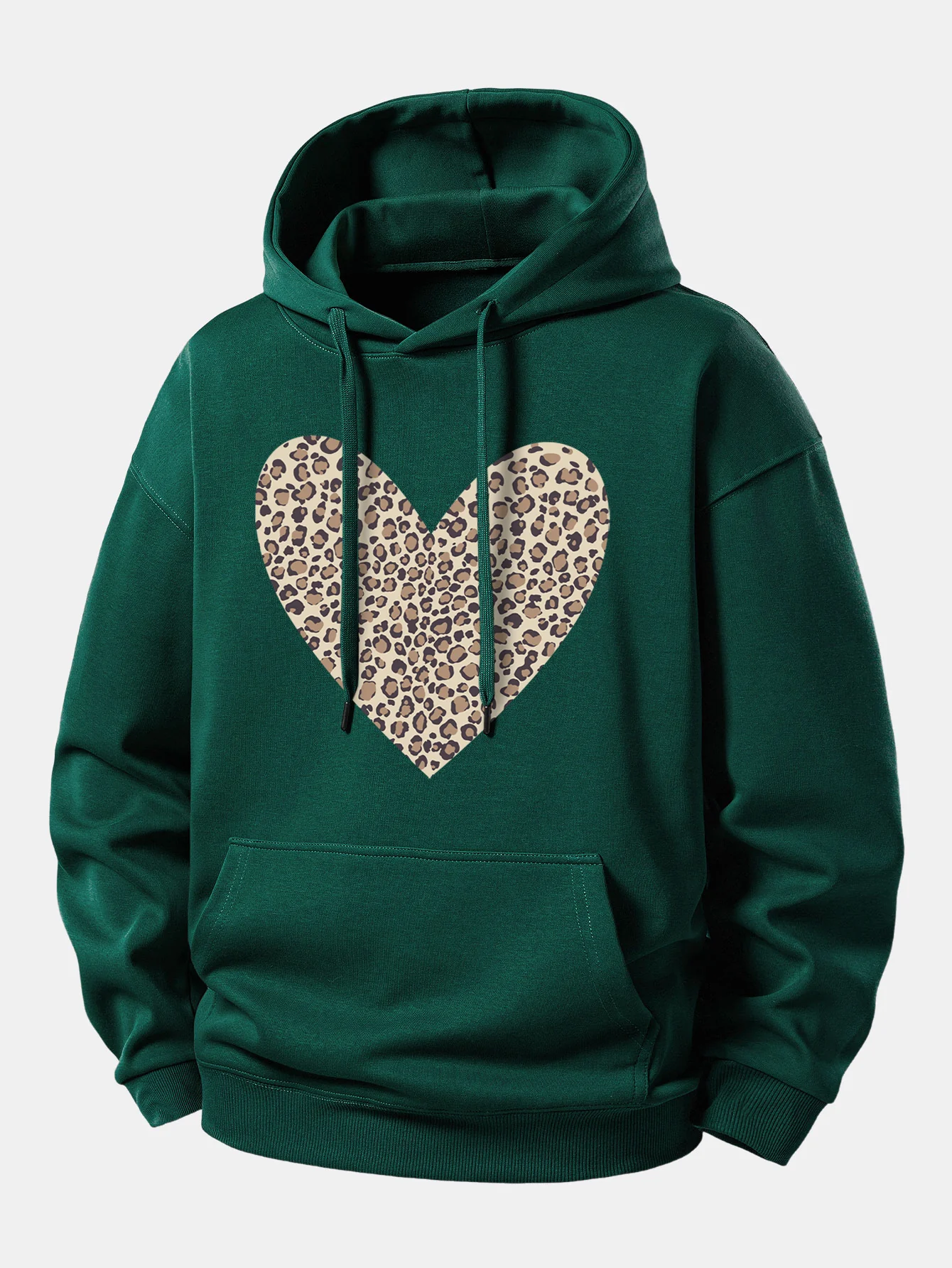 Leopard Heart Print Relax Fit Hoodie - Image 7