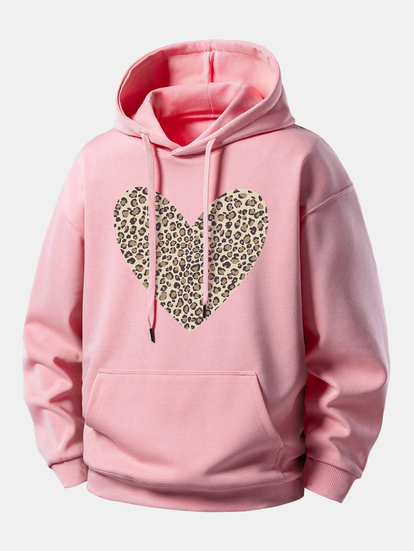 Leopard Heart Print Relax Fit Hoodie - Image 8