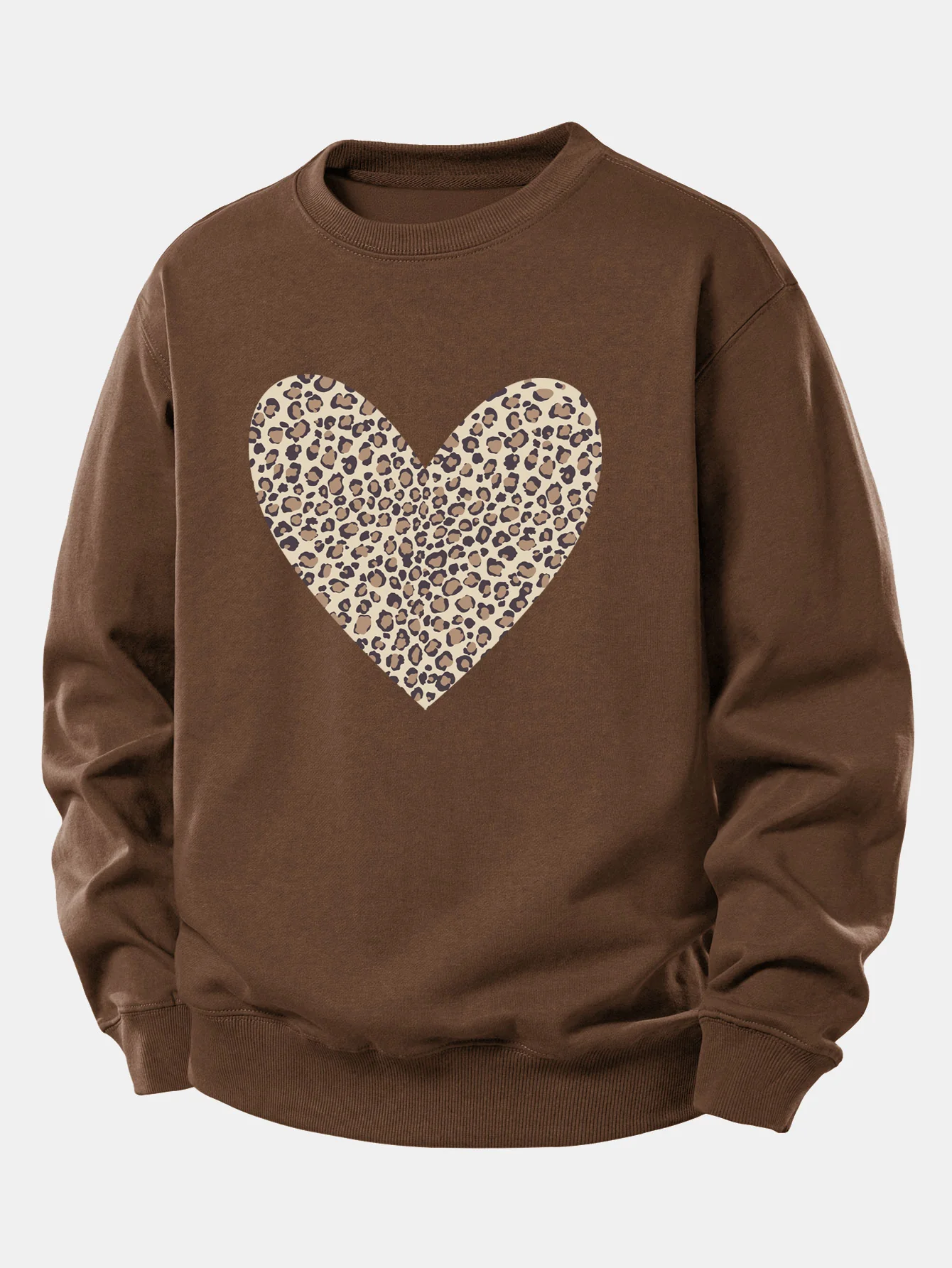 Leopard Heart Print Relax Fit Sweatshirt