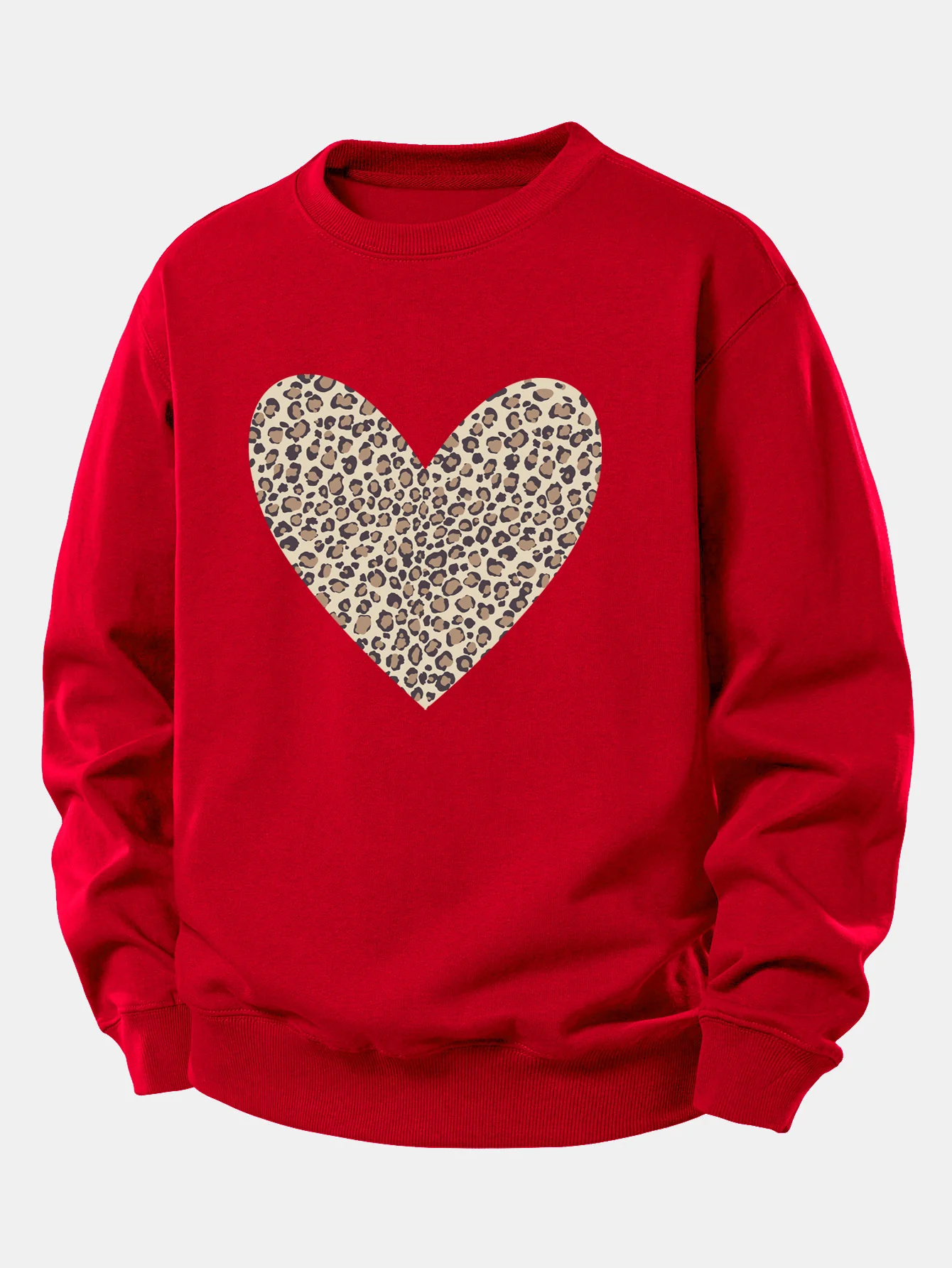 Leopard Heart Print Relax Fit Sweatshirt - Image 10