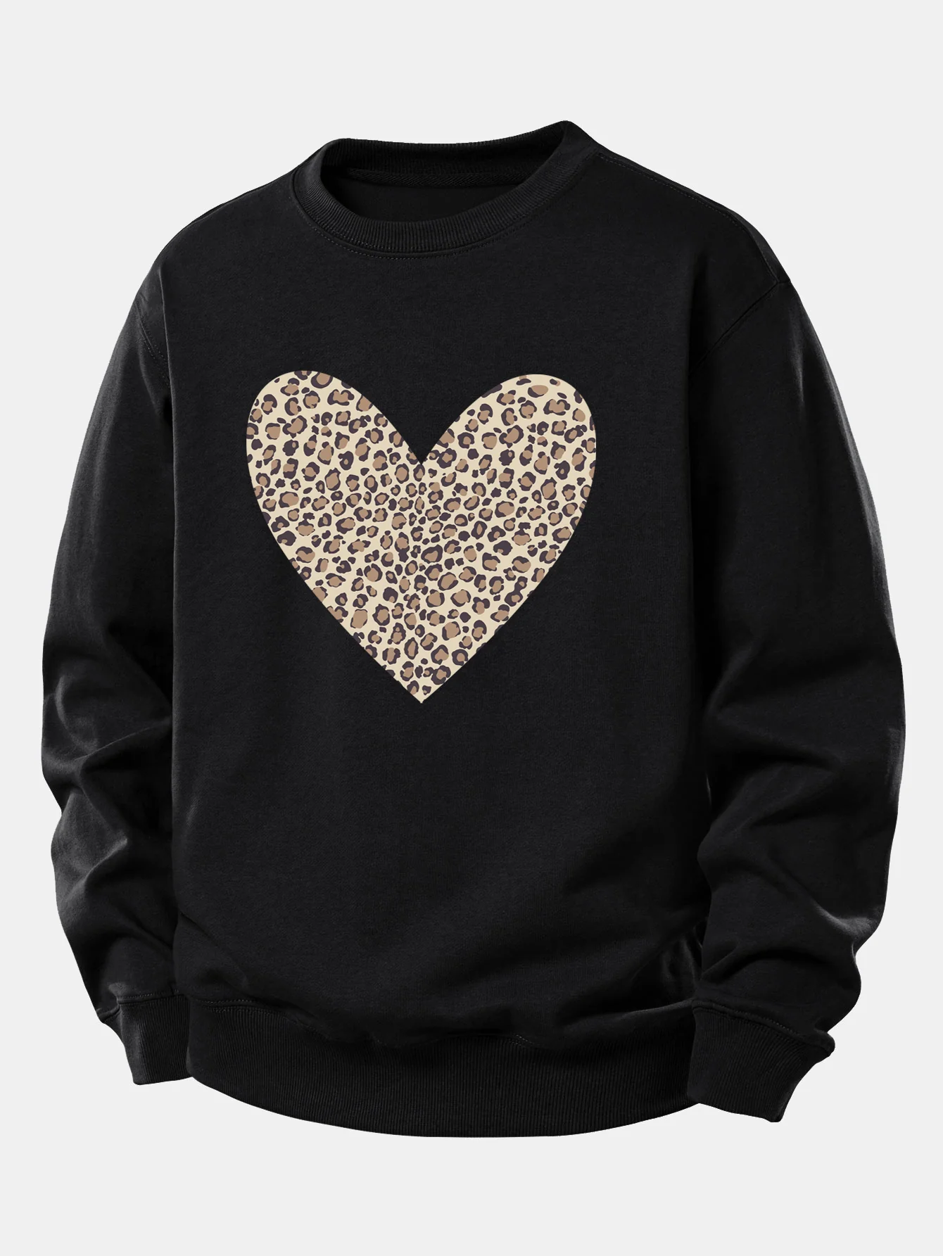 Leopard Heart Print Relax Fit Sweatshirt - Image 2