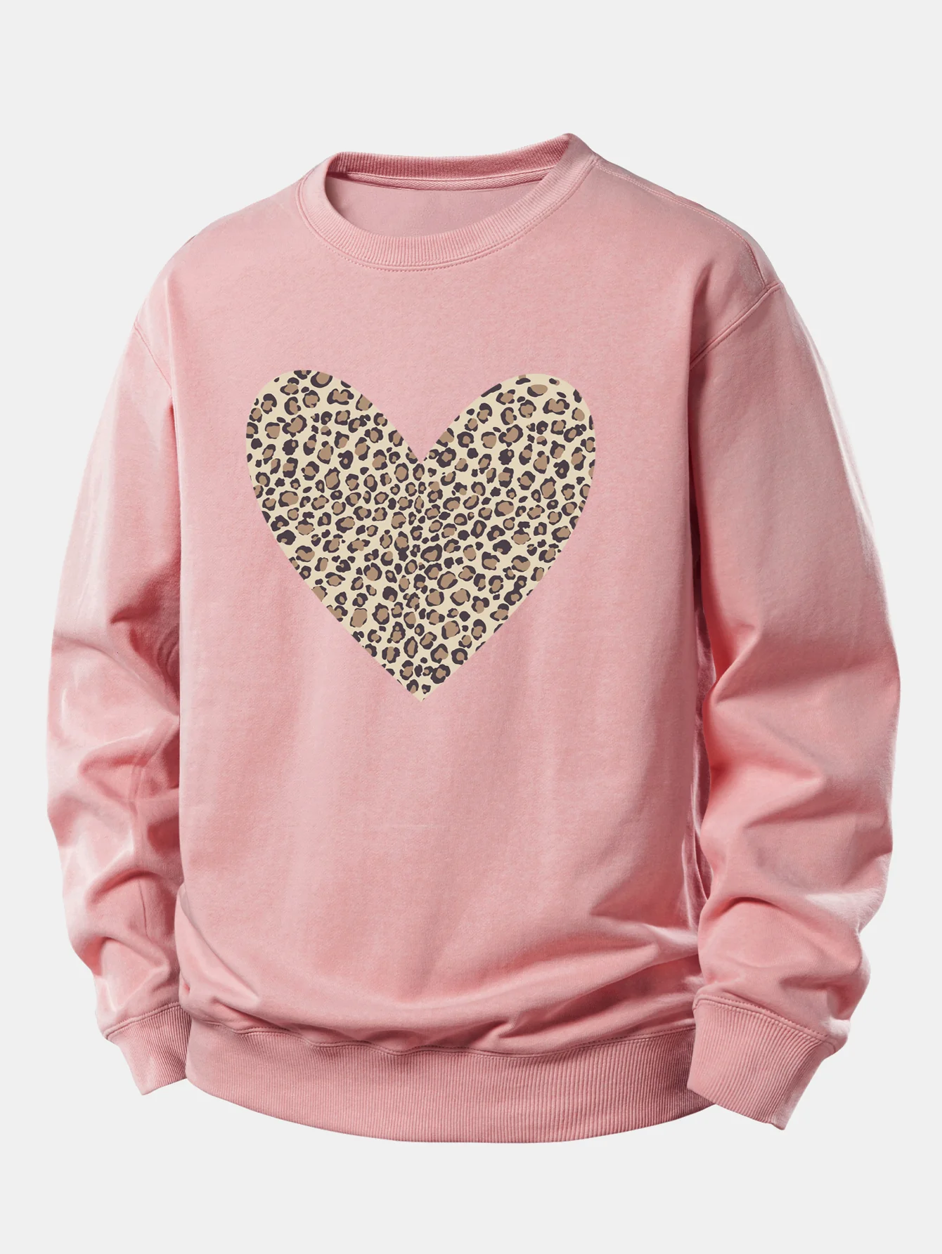 Leopard Heart Print Relax Fit Sweatshirt - Image 3