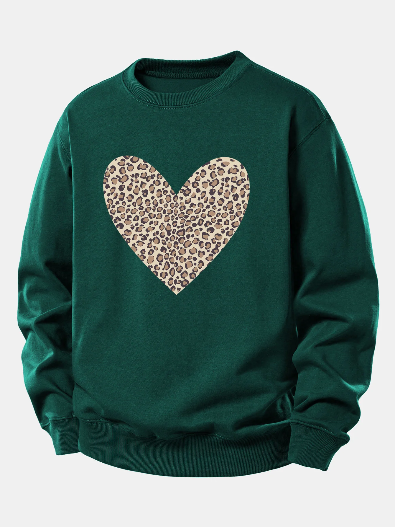 Leopard Heart Print Relax Fit Sweatshirt - Image 9