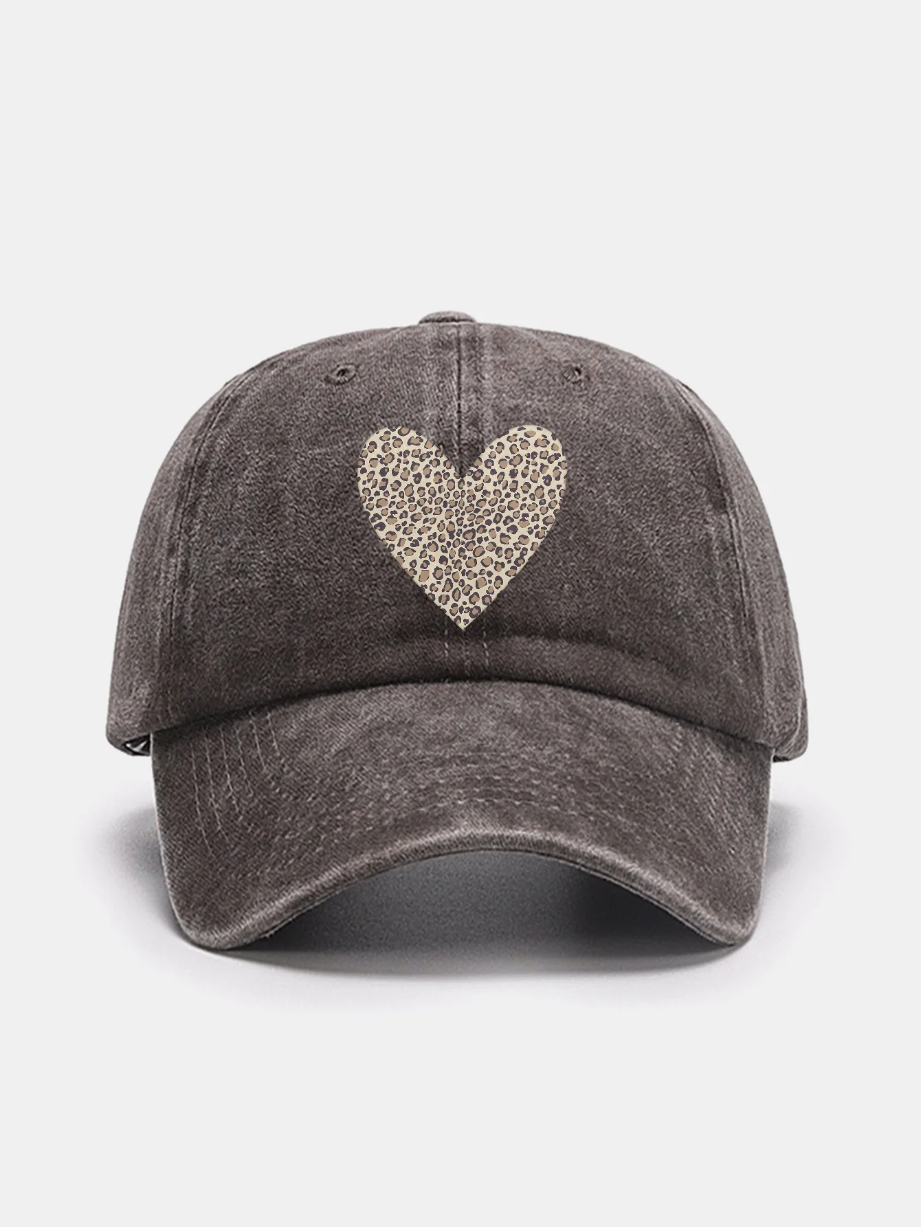 Leopard Heart Print Washed Baseball Cap - Image 7
