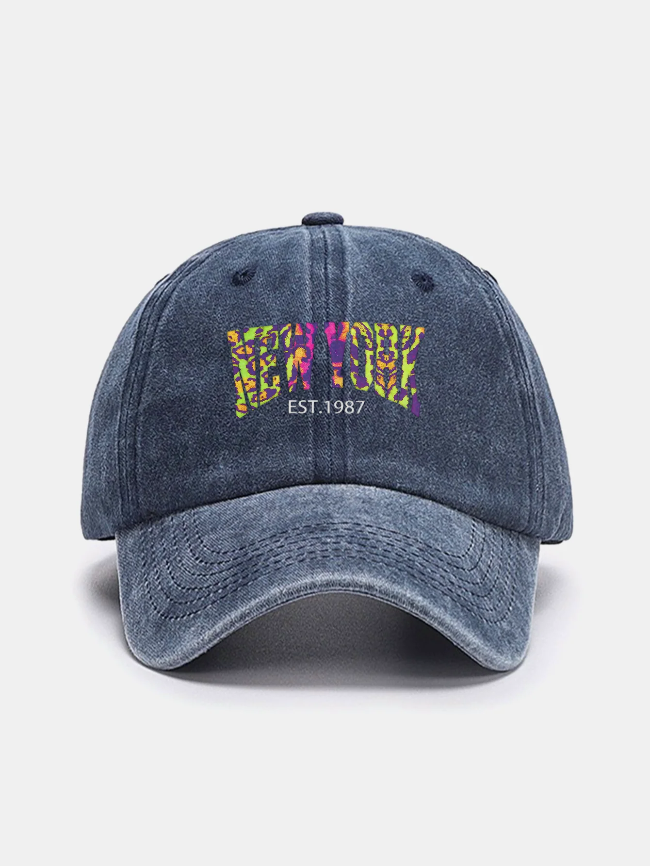 Leopard New York Print Washed Baseball Cap - Image 3