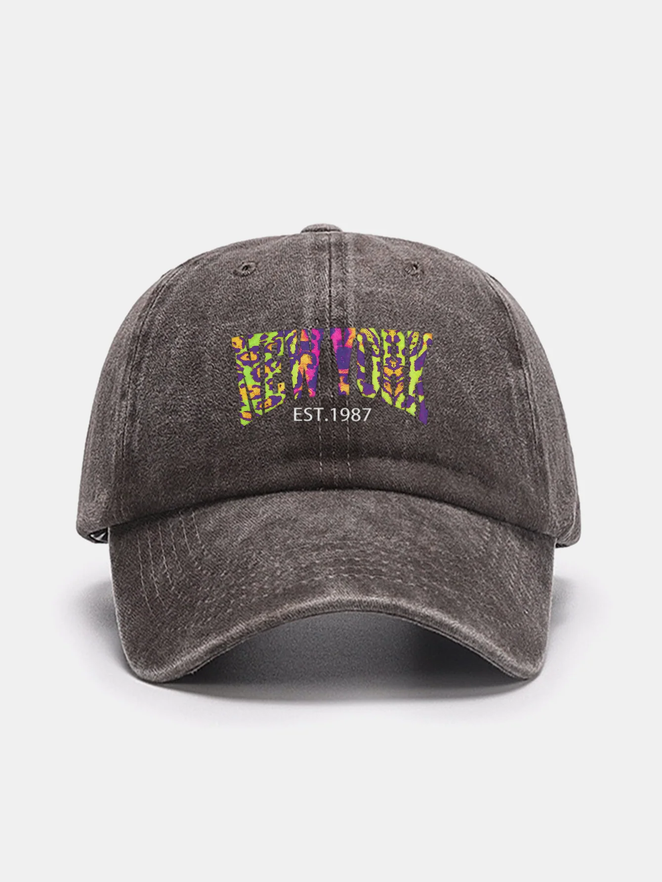Leopard New York Print Washed Baseball Cap - Image 7