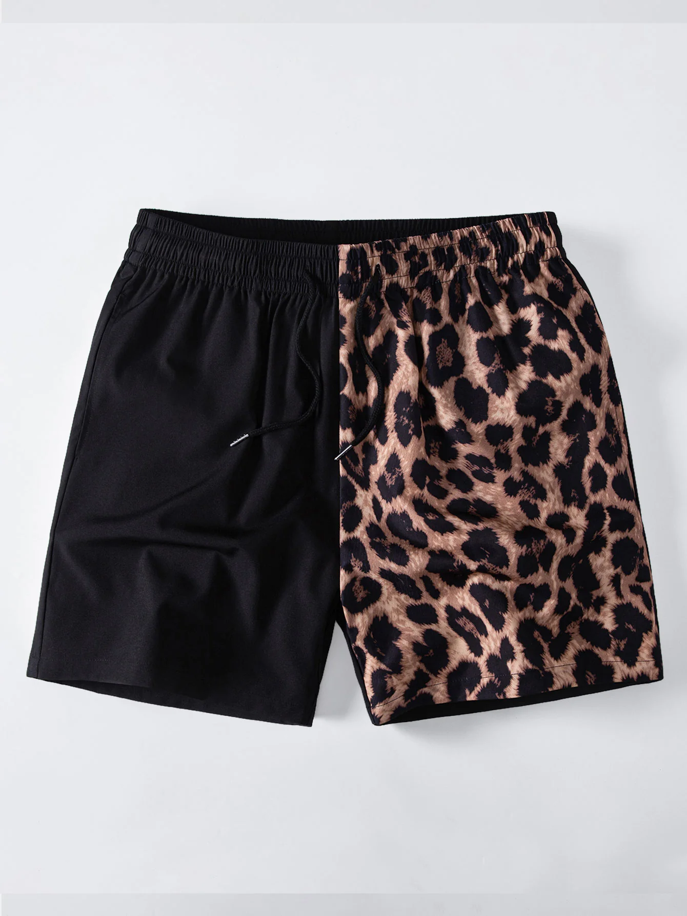 Leopard Patchwork Stand Collar Shirt & Leopard Print Patchwork 6" Shorts - Image 4