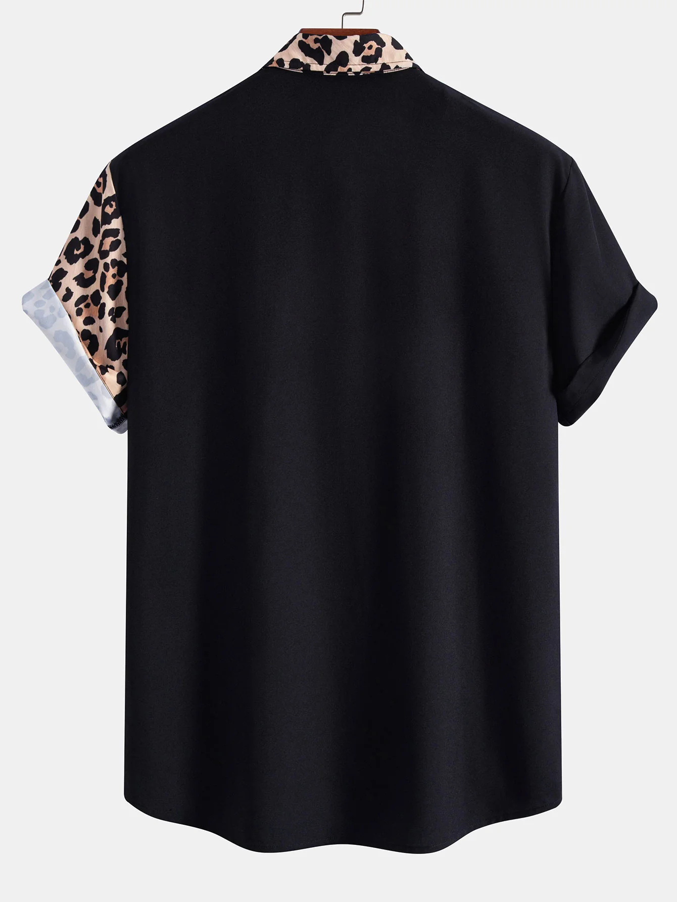 Leopard Print Patchwork Button Up Shirt & Swim Shorts - Image 3