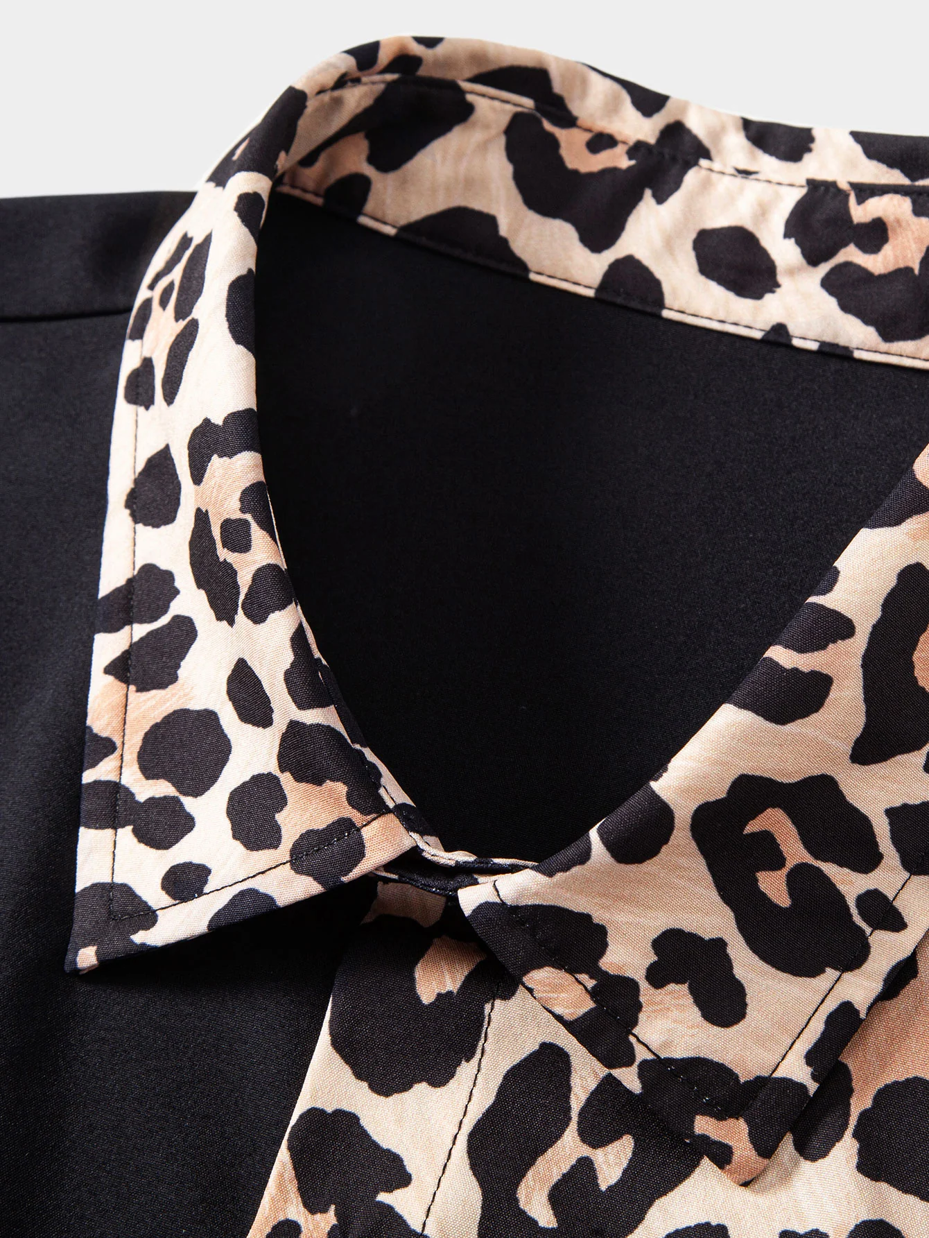 Leopard Print Patchwork Button Up Shirt & Swim Shorts - Image 7