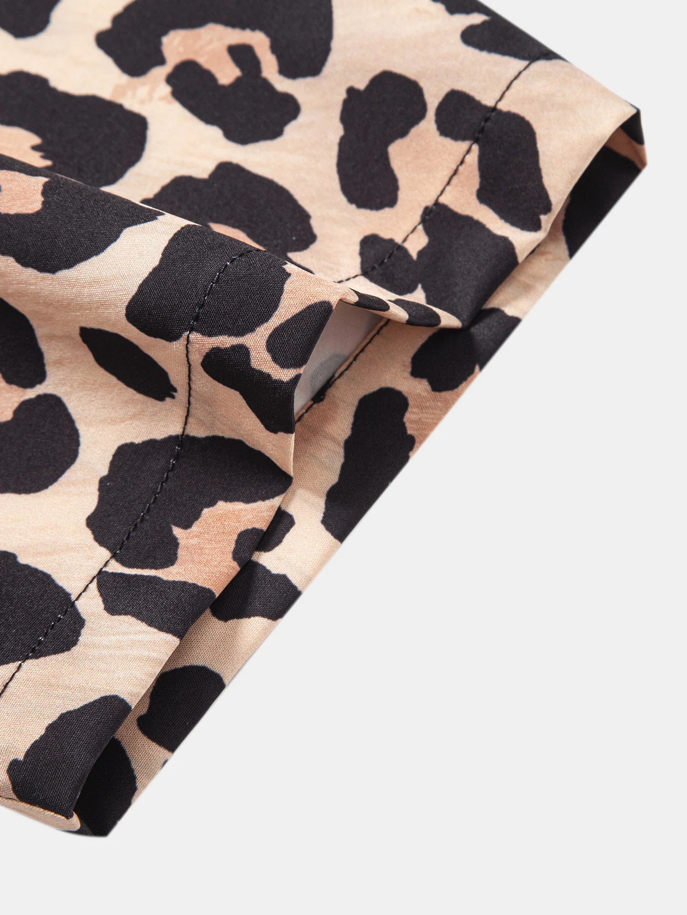 Leopard Print Patchwork Button Up Shirt & Swim Shorts - Image 8