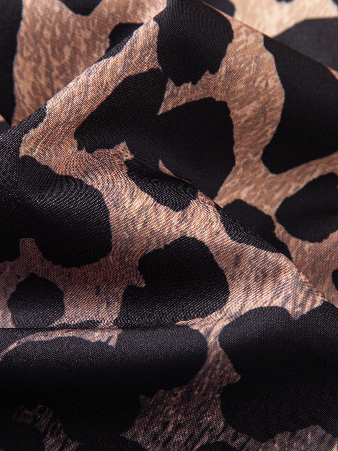 Leopard Print Patchwork Button Up Shirt & Swim Shorts - Image 9