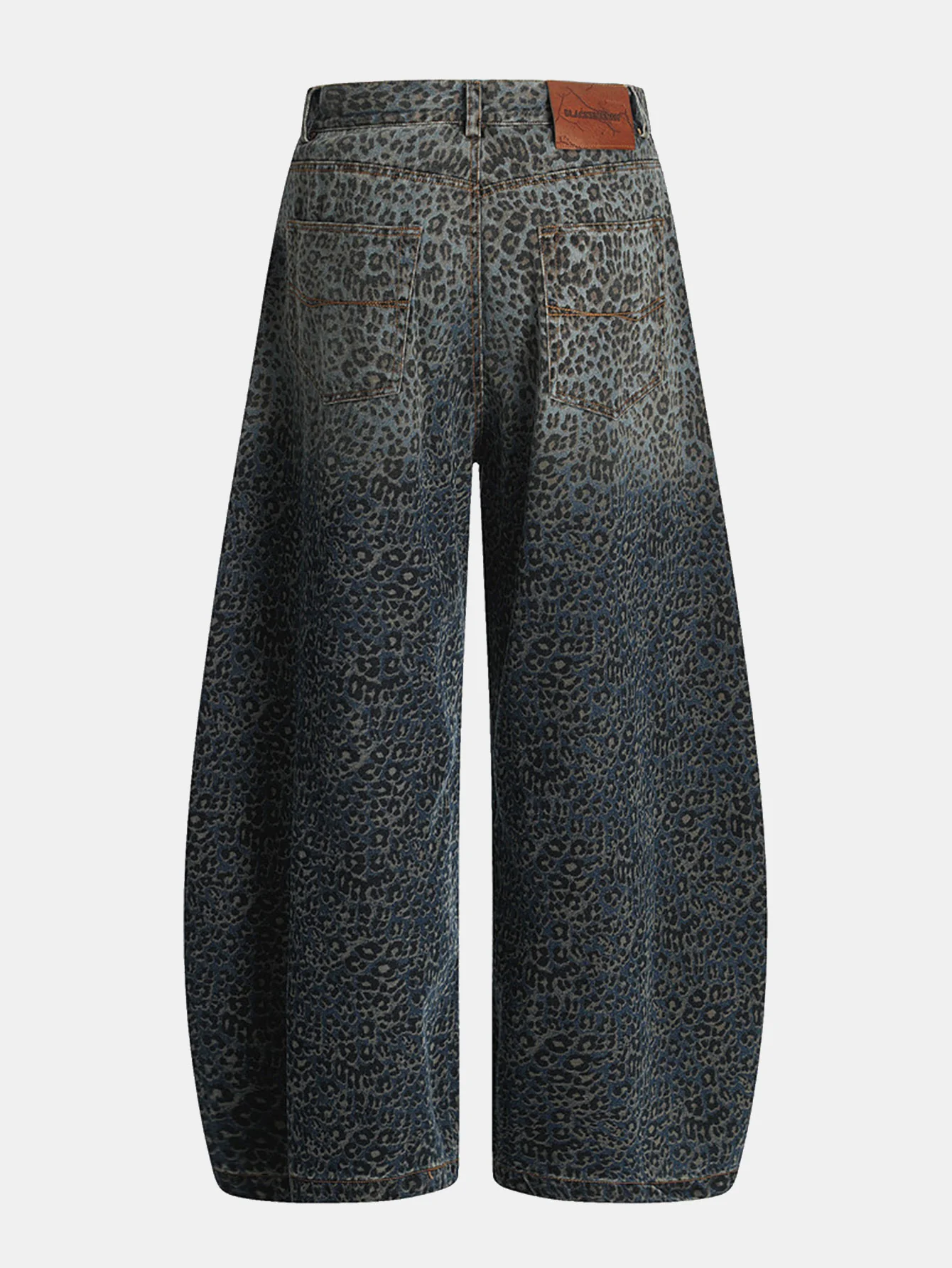 Leopardenmuster gewaschene distressed Denim Baggy-Hose - Image 2