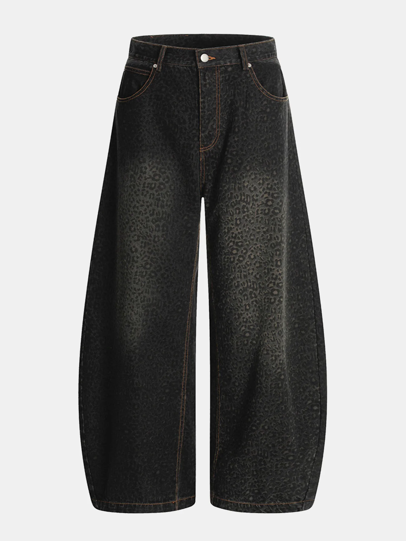 Leopardenmuster gewaschene distressed Denim Baggy-Hose - Image 3