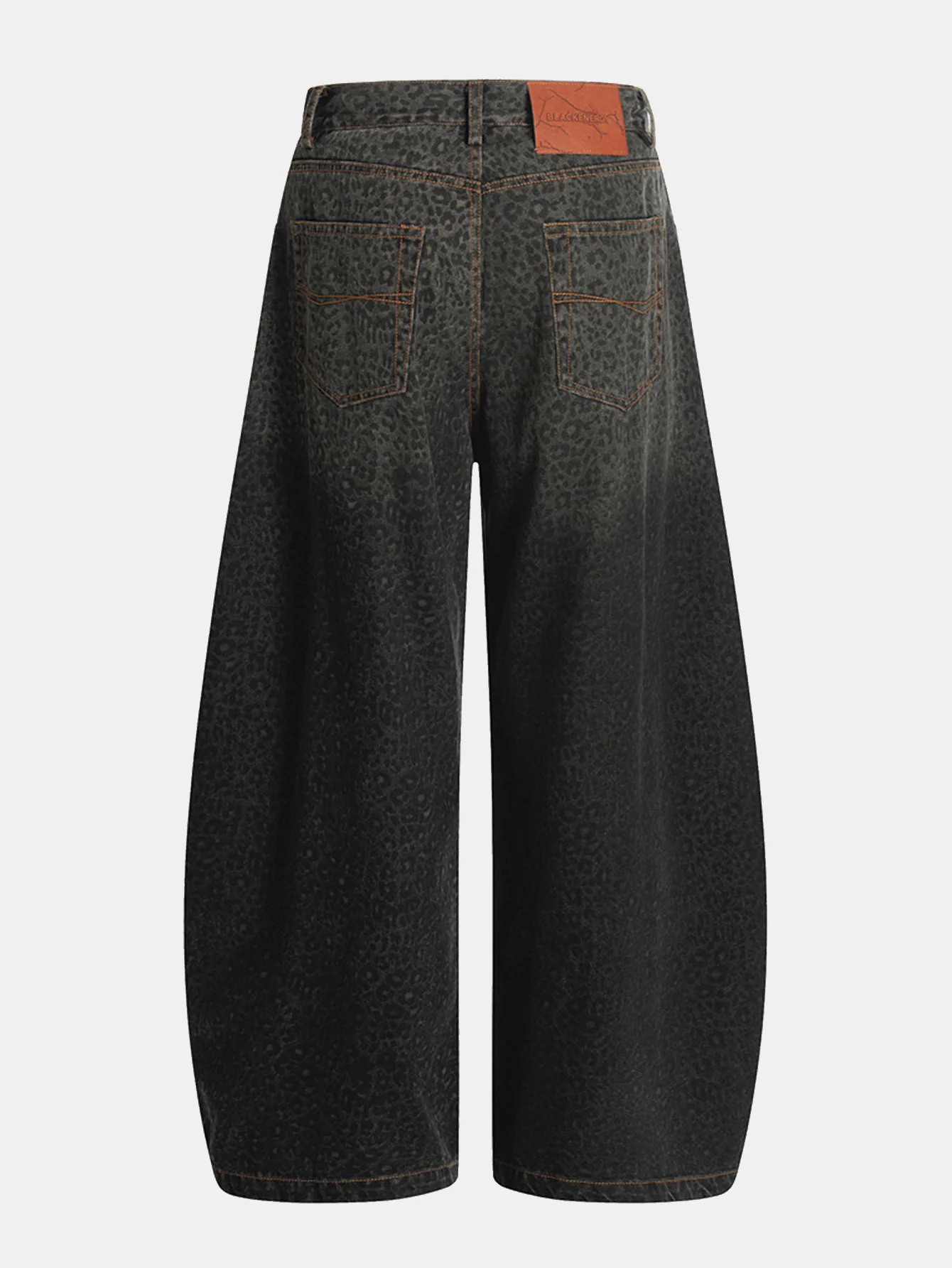 Leopardenmuster gewaschene distressed Denim Baggy-Hose - Image 4