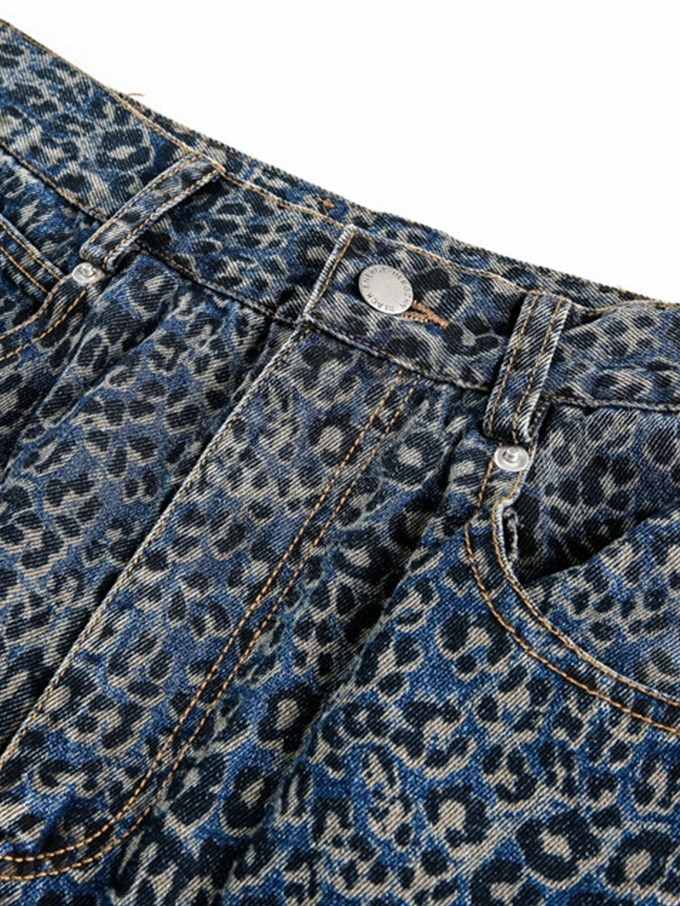 Leopardenmuster gewaschene distressed Denim Baggy-Hose - Image 8