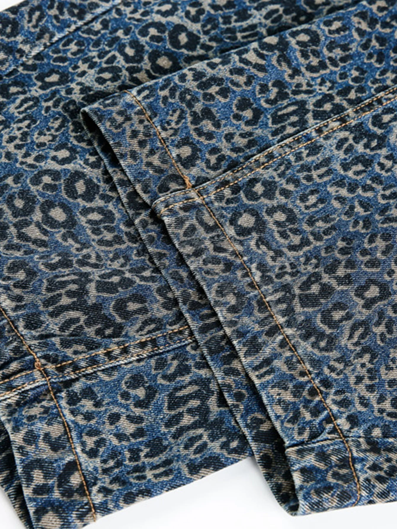 Leopardenmuster gewaschene distressed Denim Baggy-Hose - Image 9