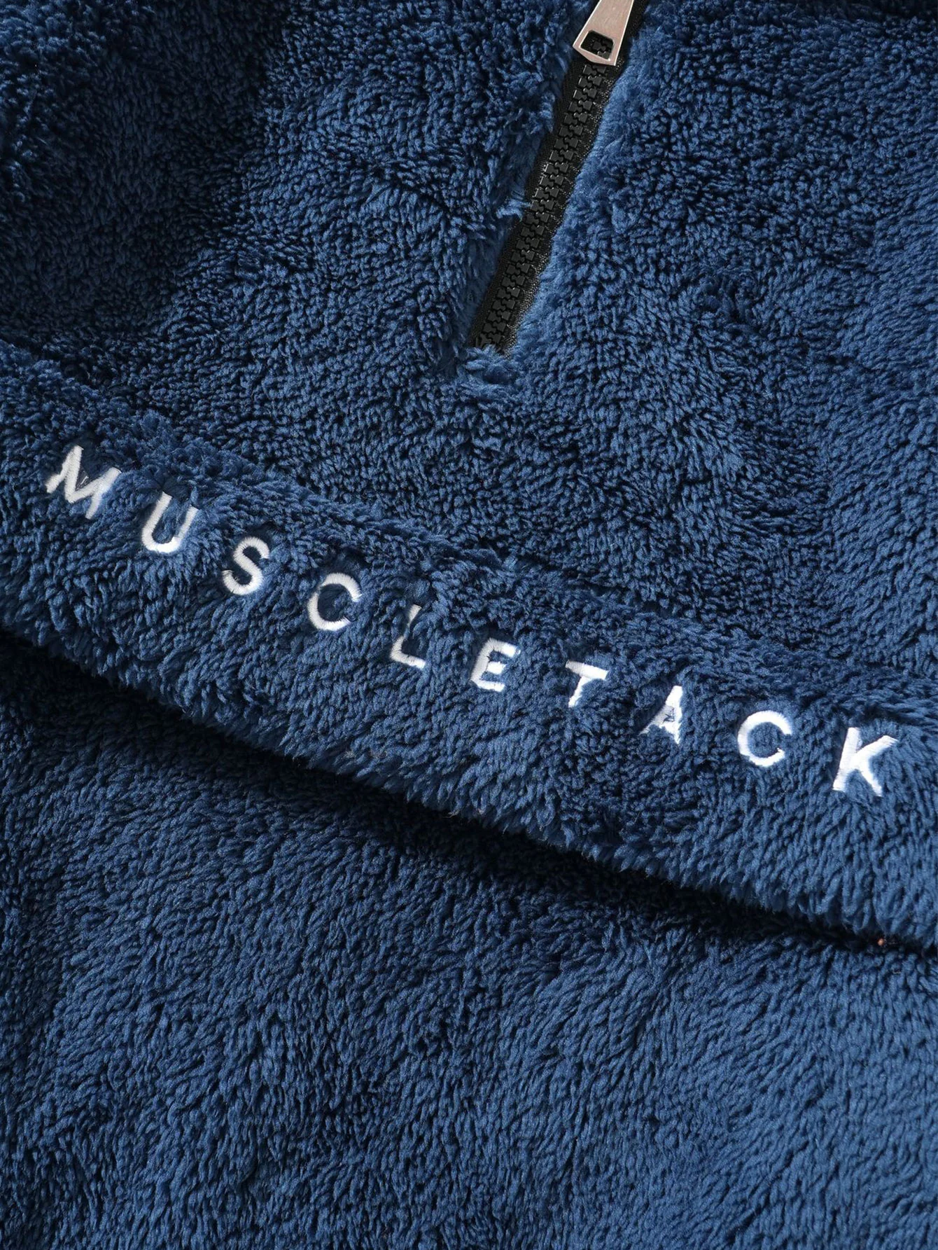 Letter Embroidery Teddy Half-Zip Hoodie - Image 10