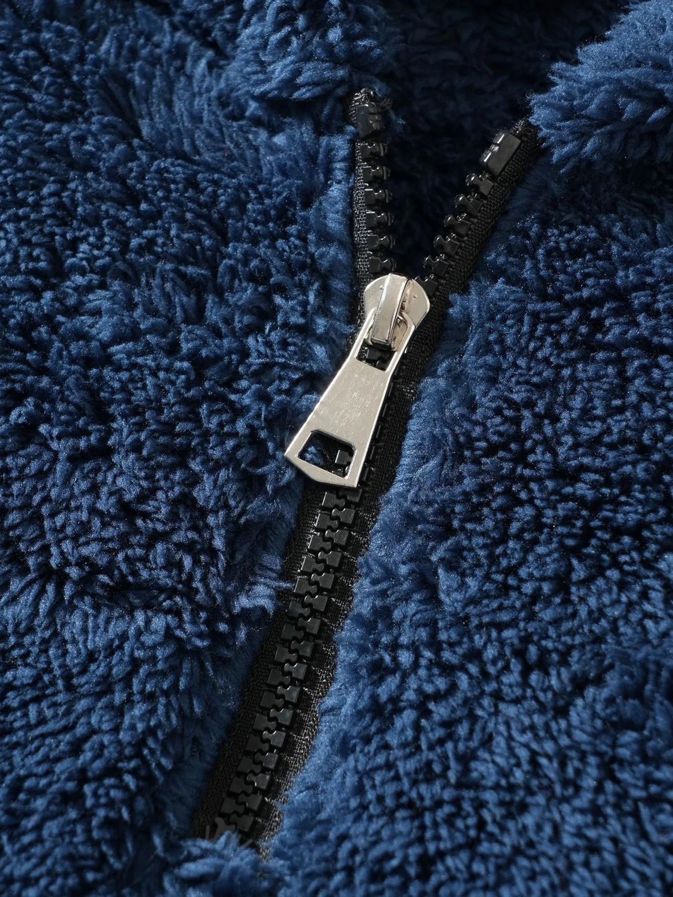 Letter Embroidery Teddy Half-Zip Hoodie - Image 11