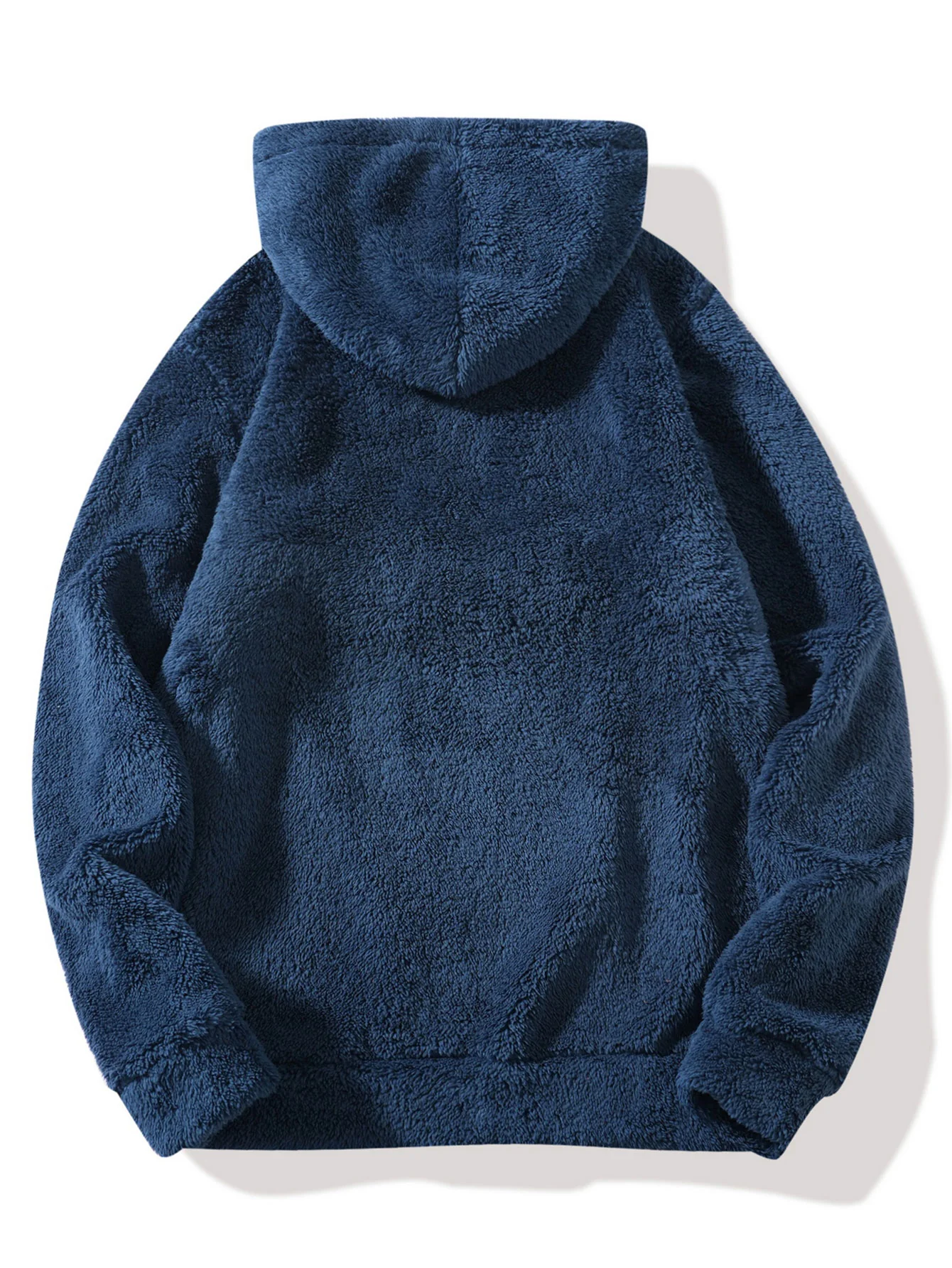 Letter Embroidery Teddy Half-Zip Hoodie - Image 2