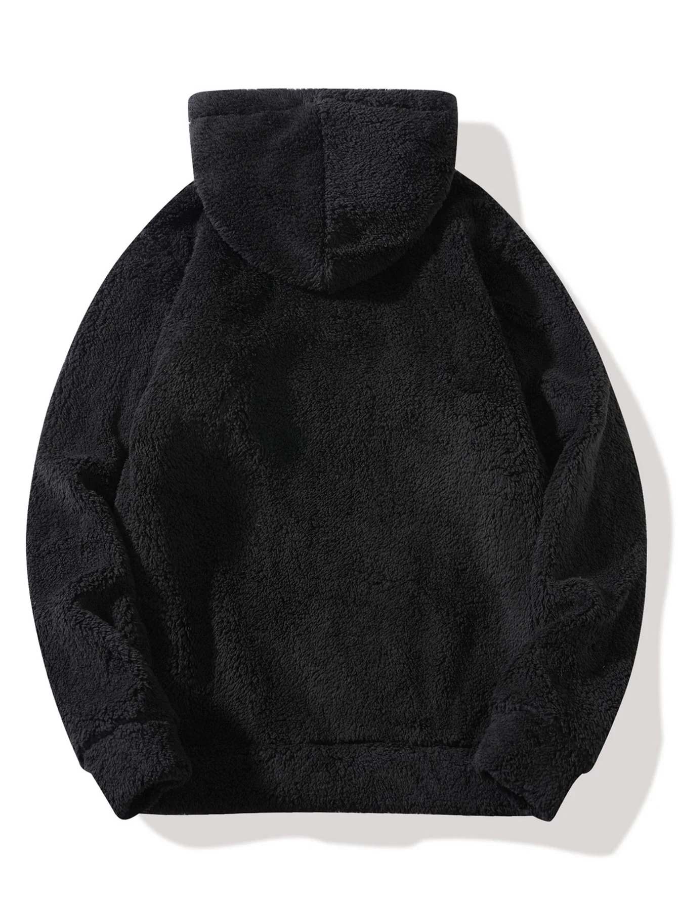 Letter Embroidery Teddy Half-Zip Hoodie - Image 4