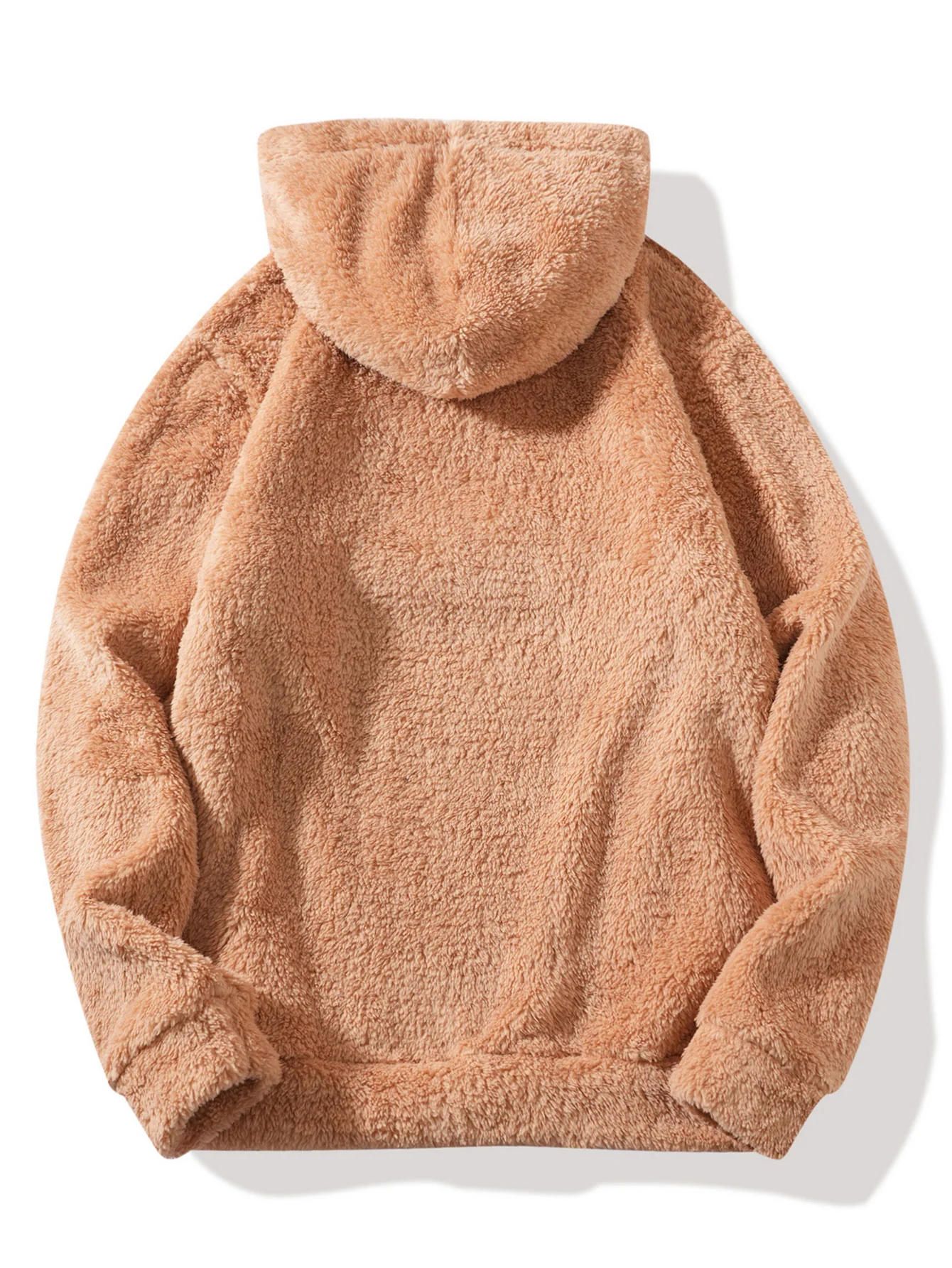 Letter Embroidery Teddy Half-Zip Hoodie - Image 6