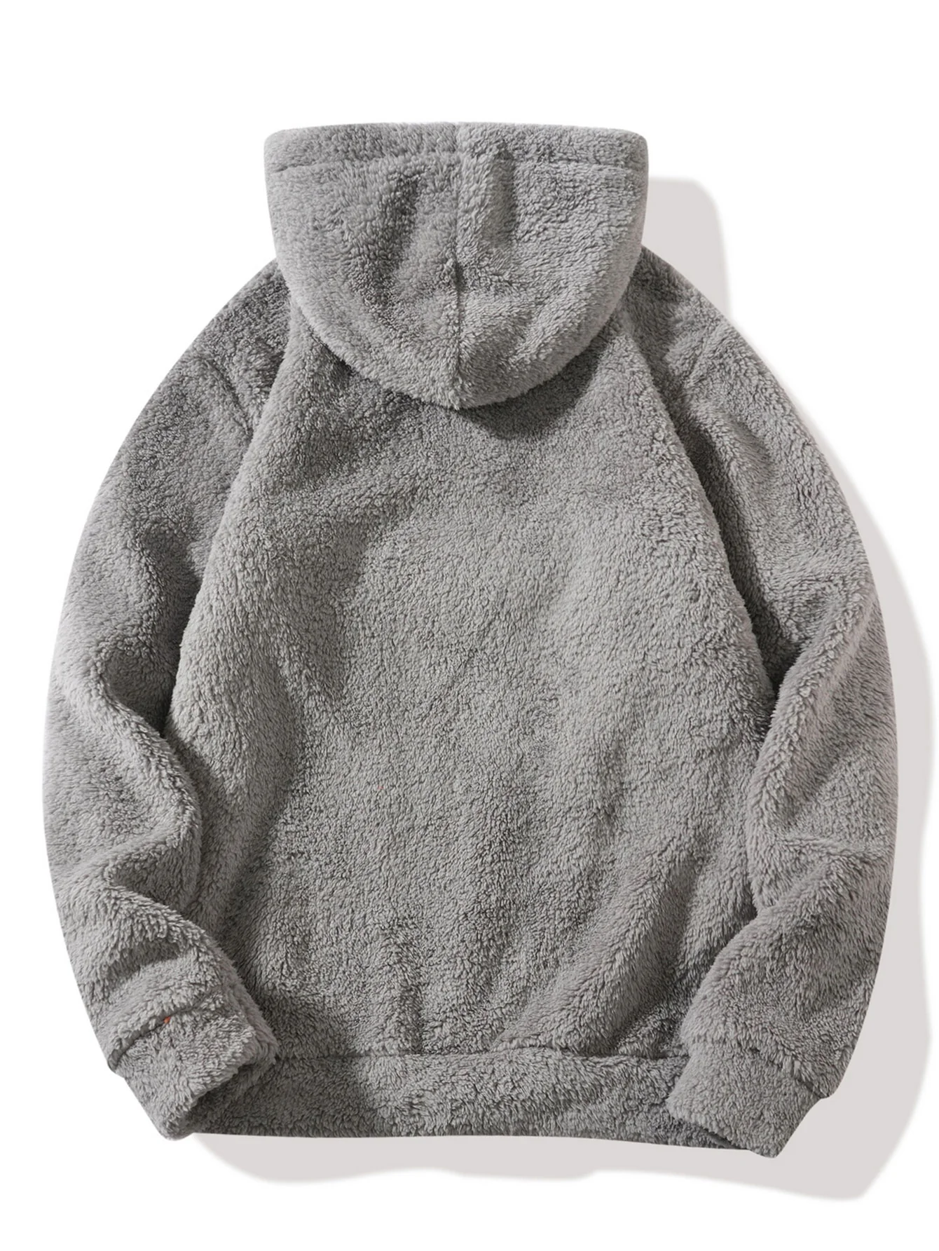 Letter Embroidery Teddy Half-Zip Hoodie - Image 8