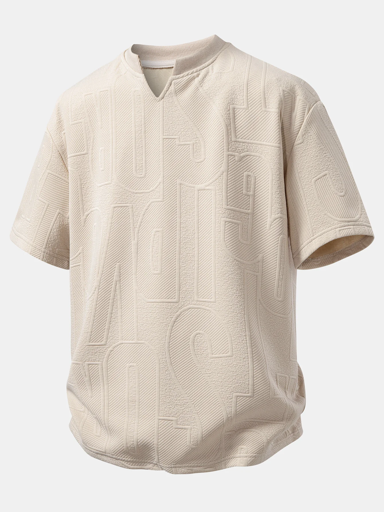 Relax Fit Letter Jacquard Notched Collar T-Shirt - Image 5
