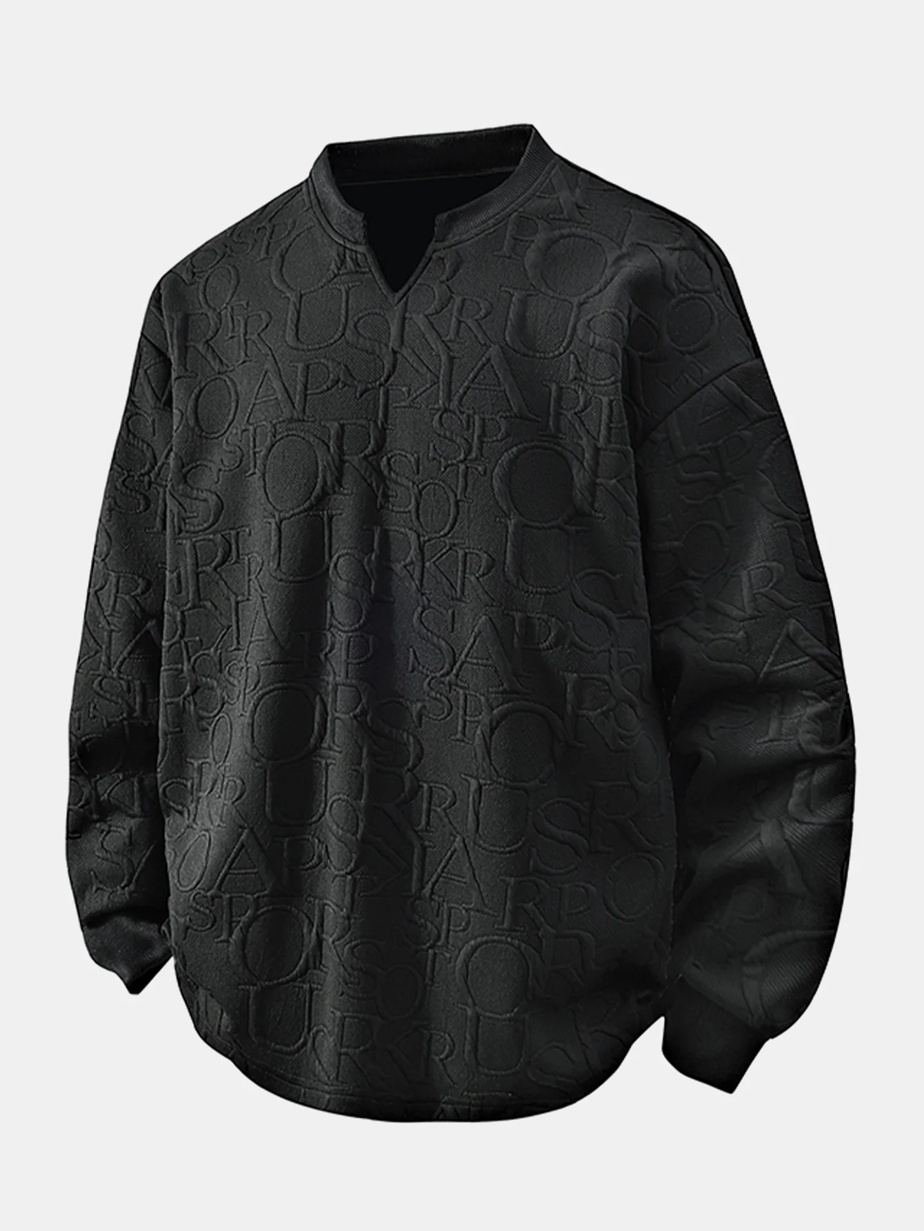 Jacquard Buchstaben V-Ausschnitt T-Shirt - Image 3