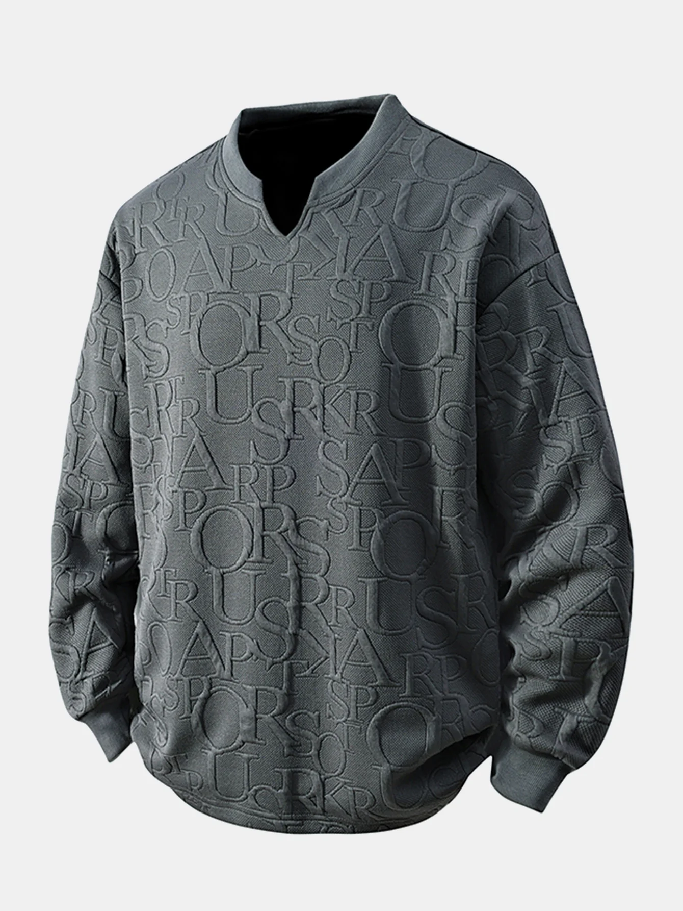 Jacquard Buchstaben V-Ausschnitt T-Shirt - Image 5
